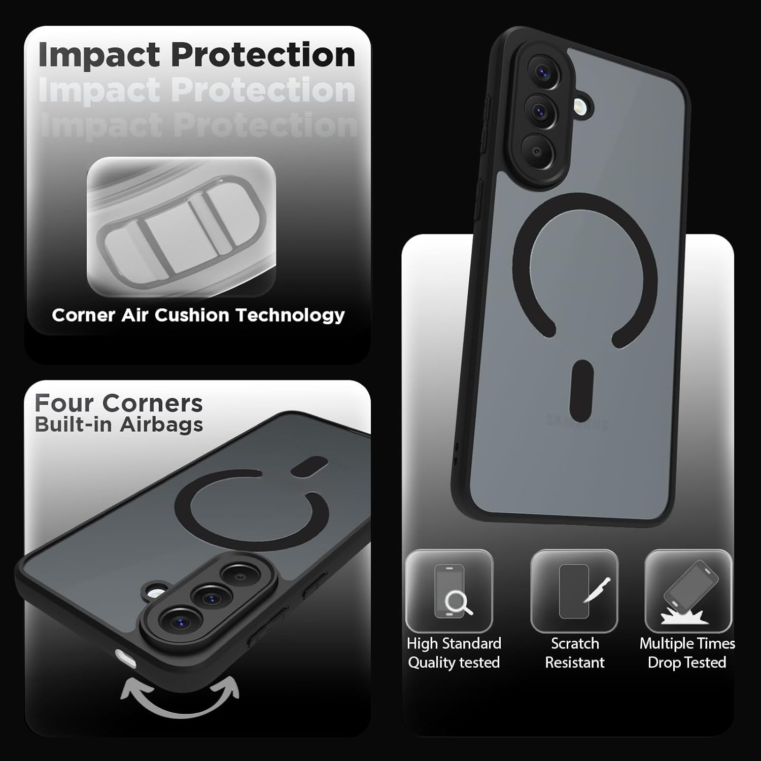 Samsung Galaxy A57 5G Back Cover Case | Sleek Hybrid - Matte Black Magnetic