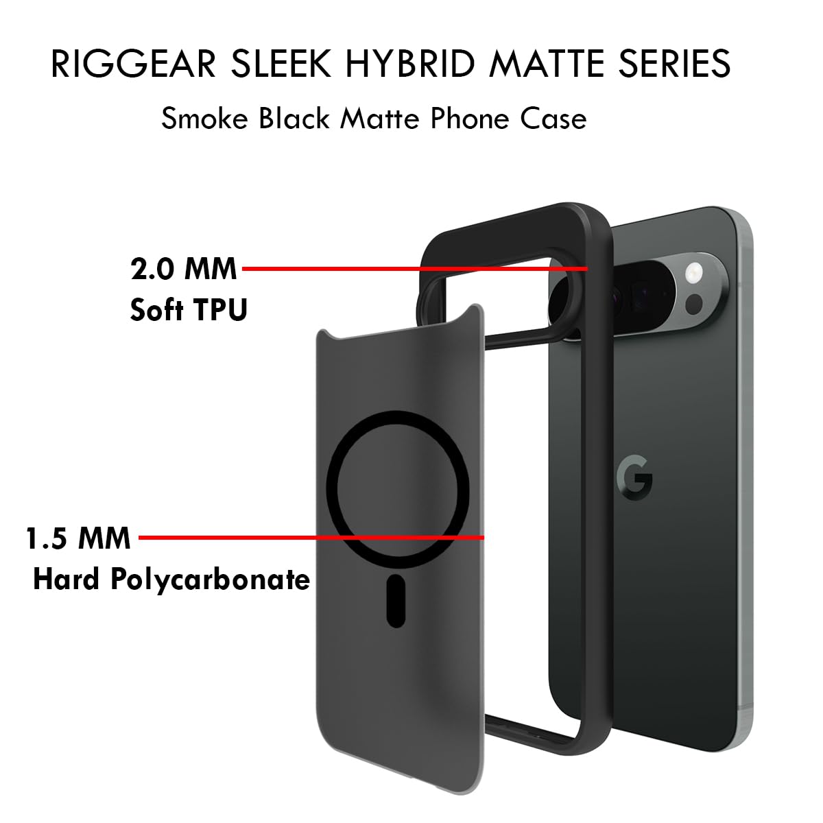 Google Pixel 10 Pro XL Back Cover Case | Sleek Hybrid - Matte Black Magnetic