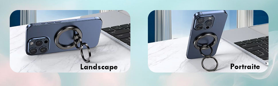 MagSafe Phone Grip & Stand | Dual Ring Holder - Gun Metal Grey