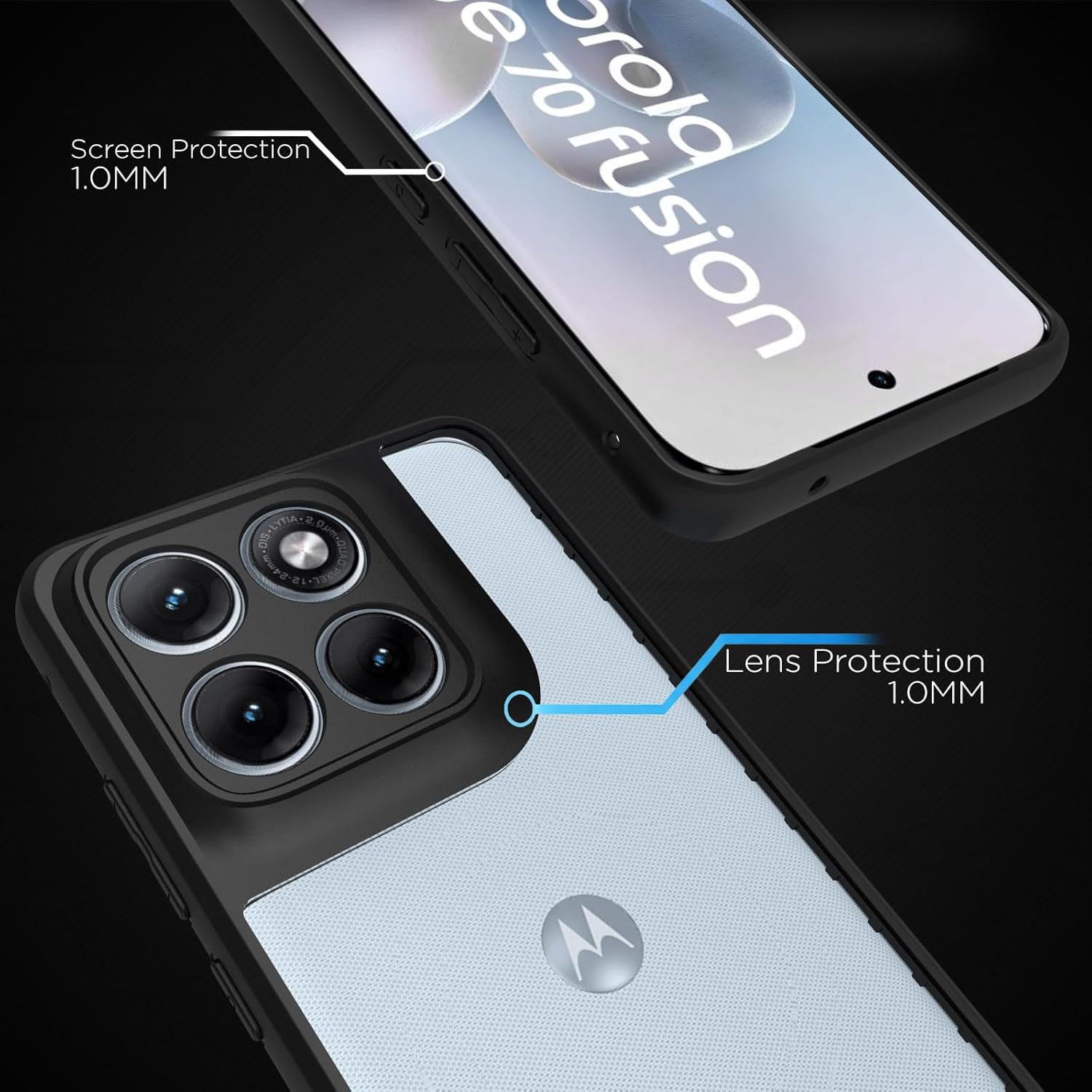 Motorola Moto Edge 70 Fusion 5G Back Cover Case | Clear Hybrid - Clear Black