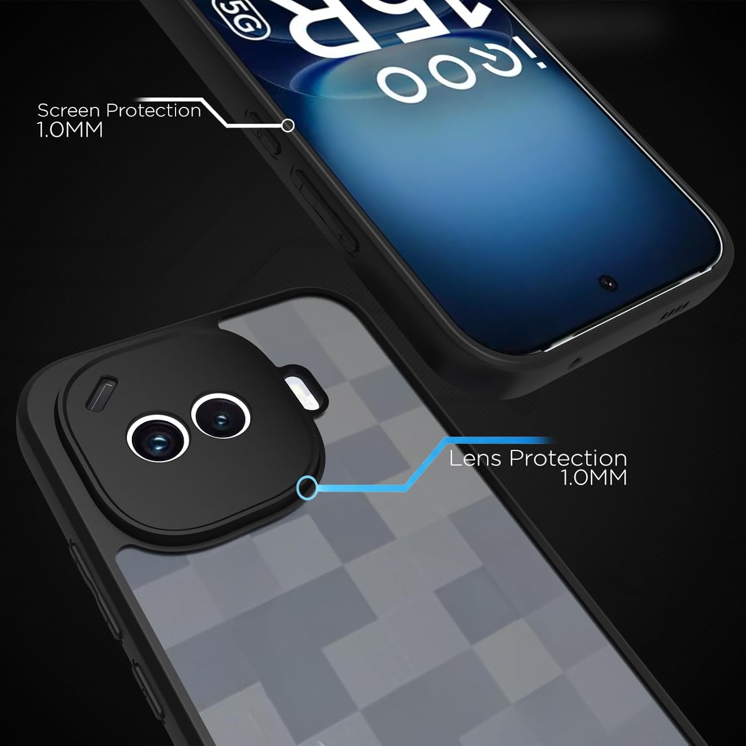 iQOO 15R 5G Back Cover Case | Sleek Hybrid - Matte Black
