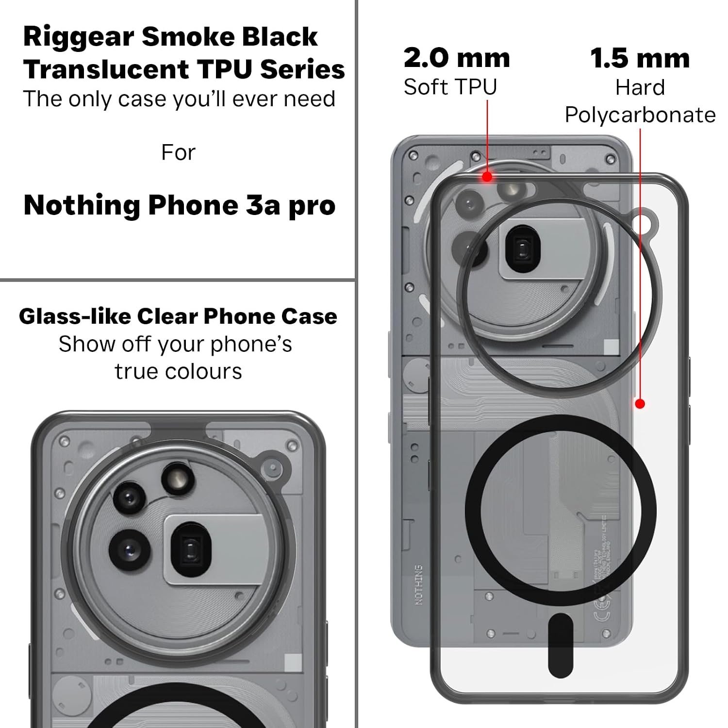 Nothing Phone 3a Pro Back Cover Case | Sleek Hybrid - Matte Black Magnetic