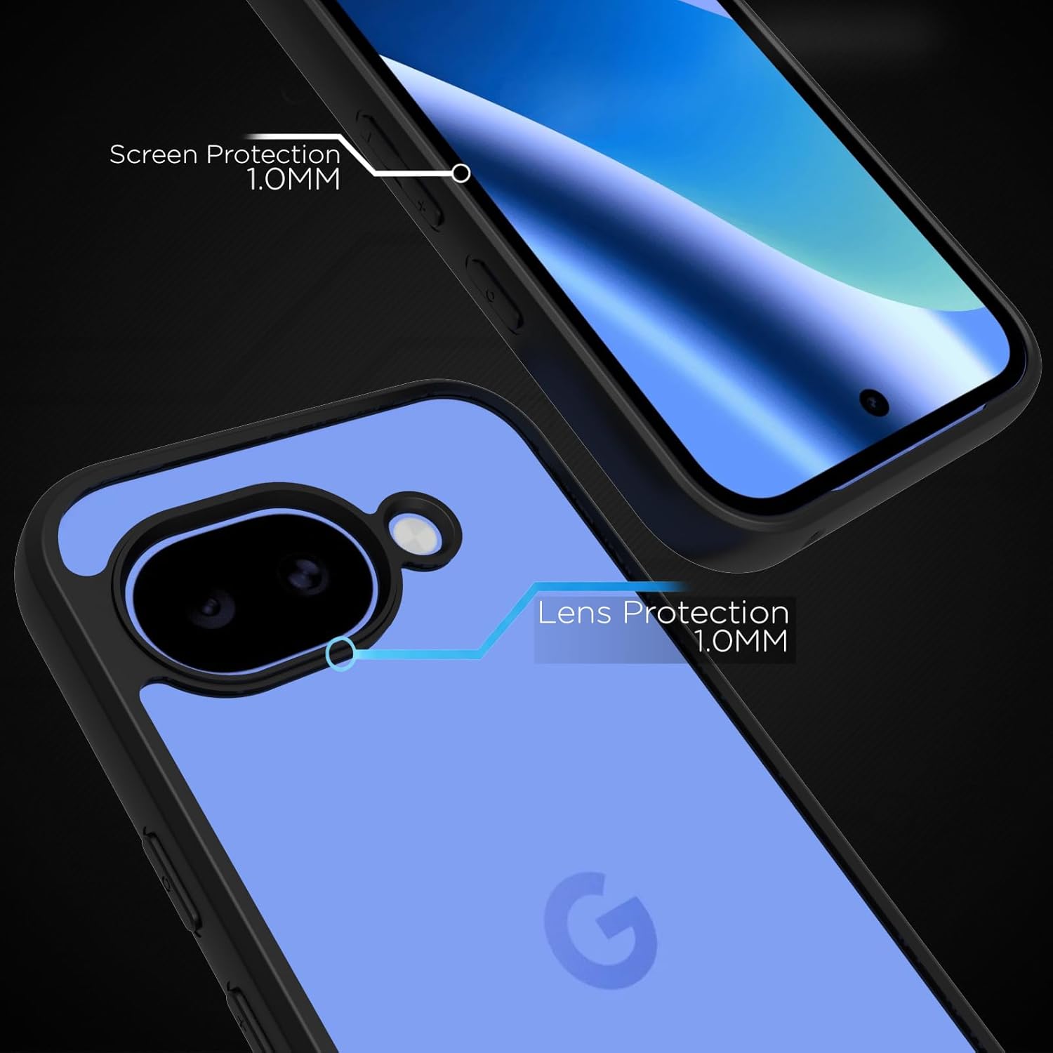Google Pixel 10a Back Cover Case | Sleek Hybrid - Clear Black