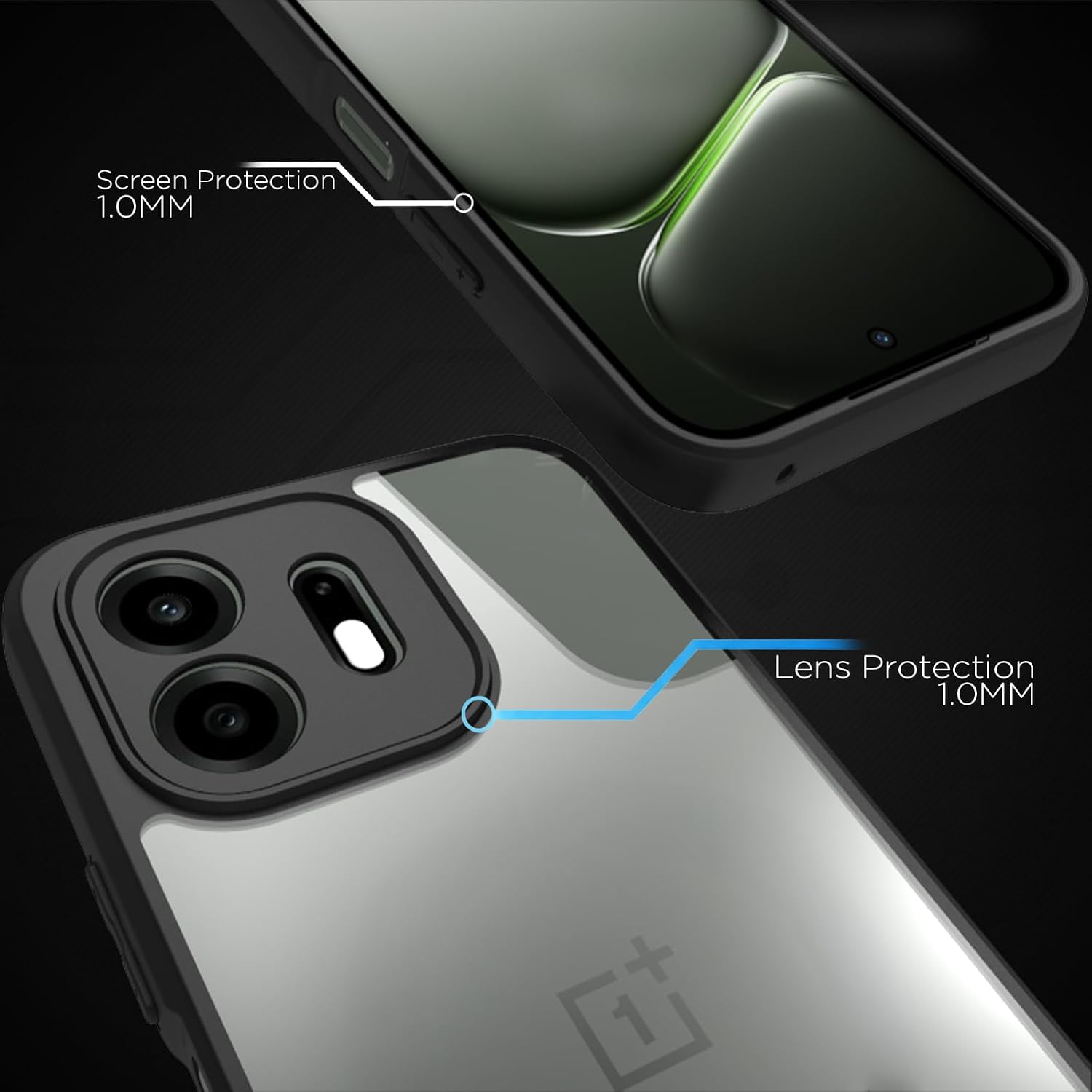 OnePlus N6 Back Cover Case | Sleek Hybrid - Clear Black