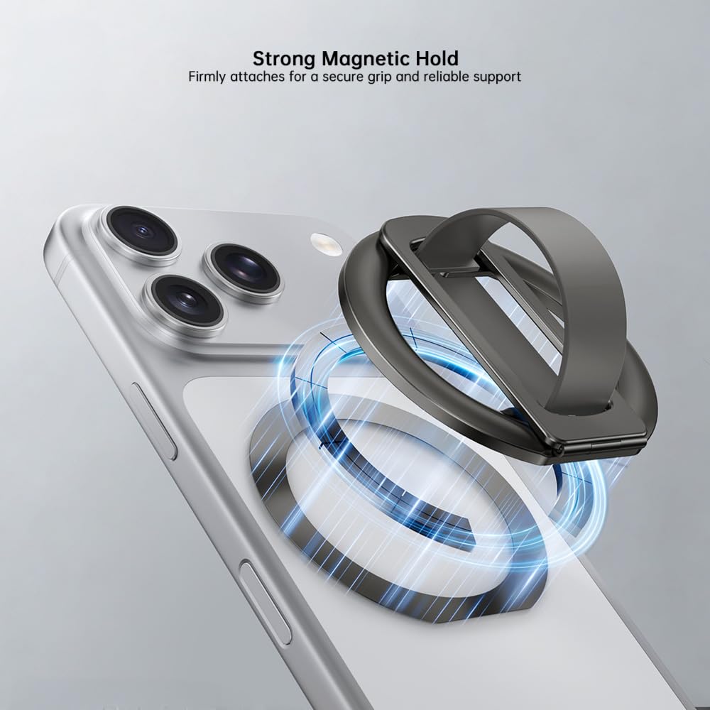 Magnetic Phone Grip & Stand | 2-in-1 Silicone Finger Loop - Black