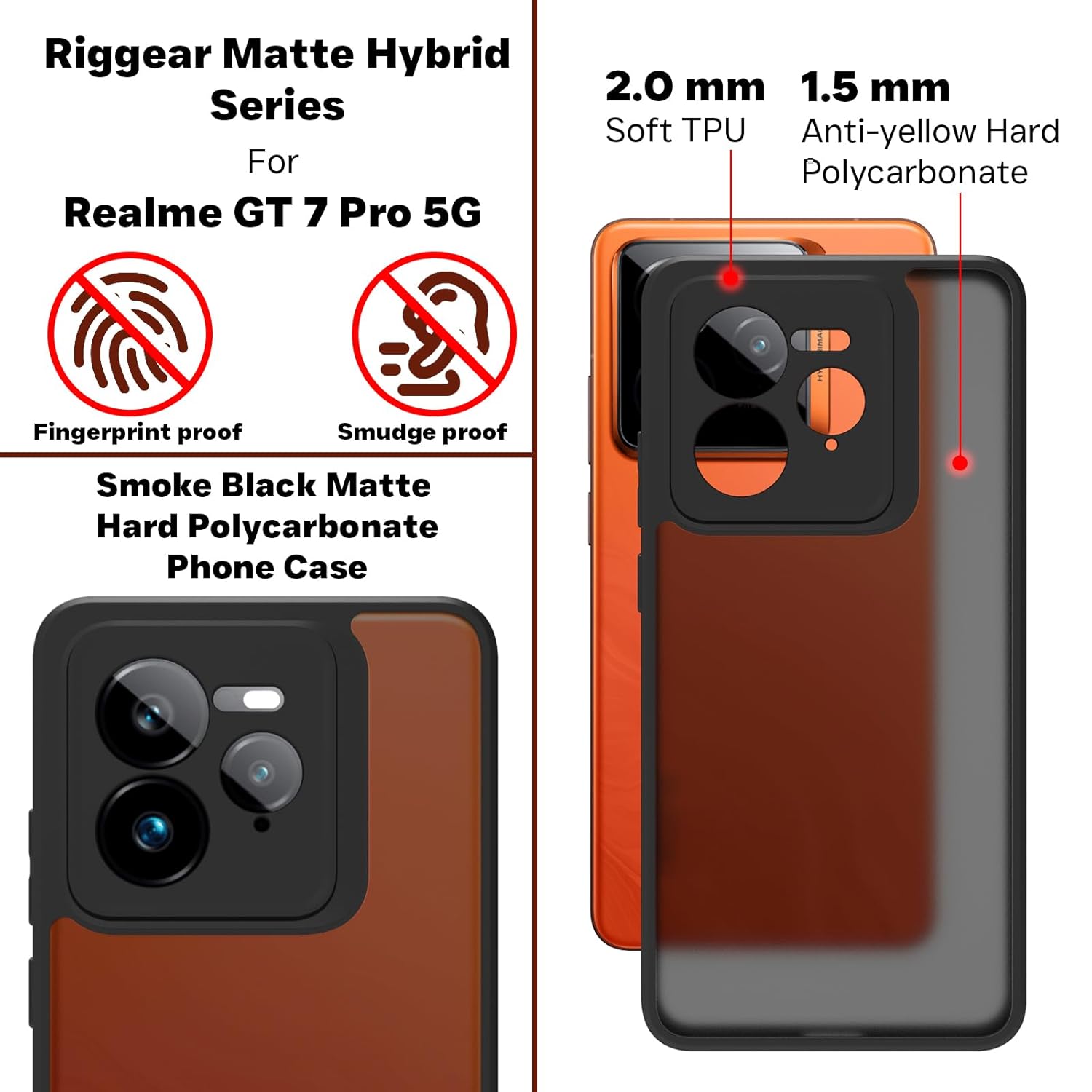 Realme GT 7 Pro / GT7 Pro 5G Back Cover Case | Sleek Hybrid - Matte Black