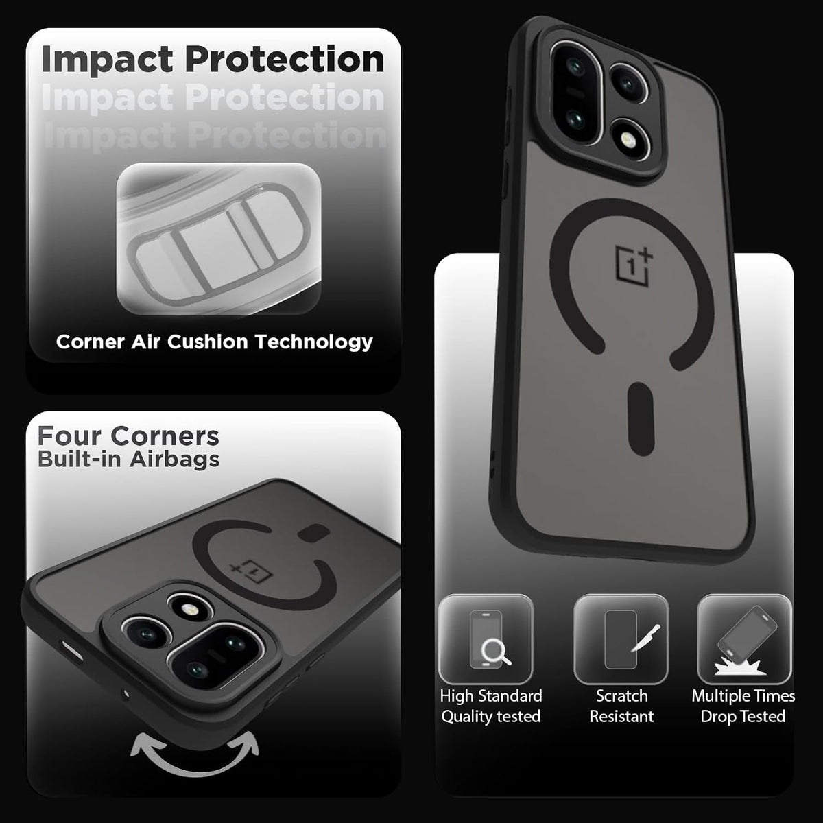 OnePlus 15 5G Back Cover Case | Sleek Hybrid - Matte Black Magnetic