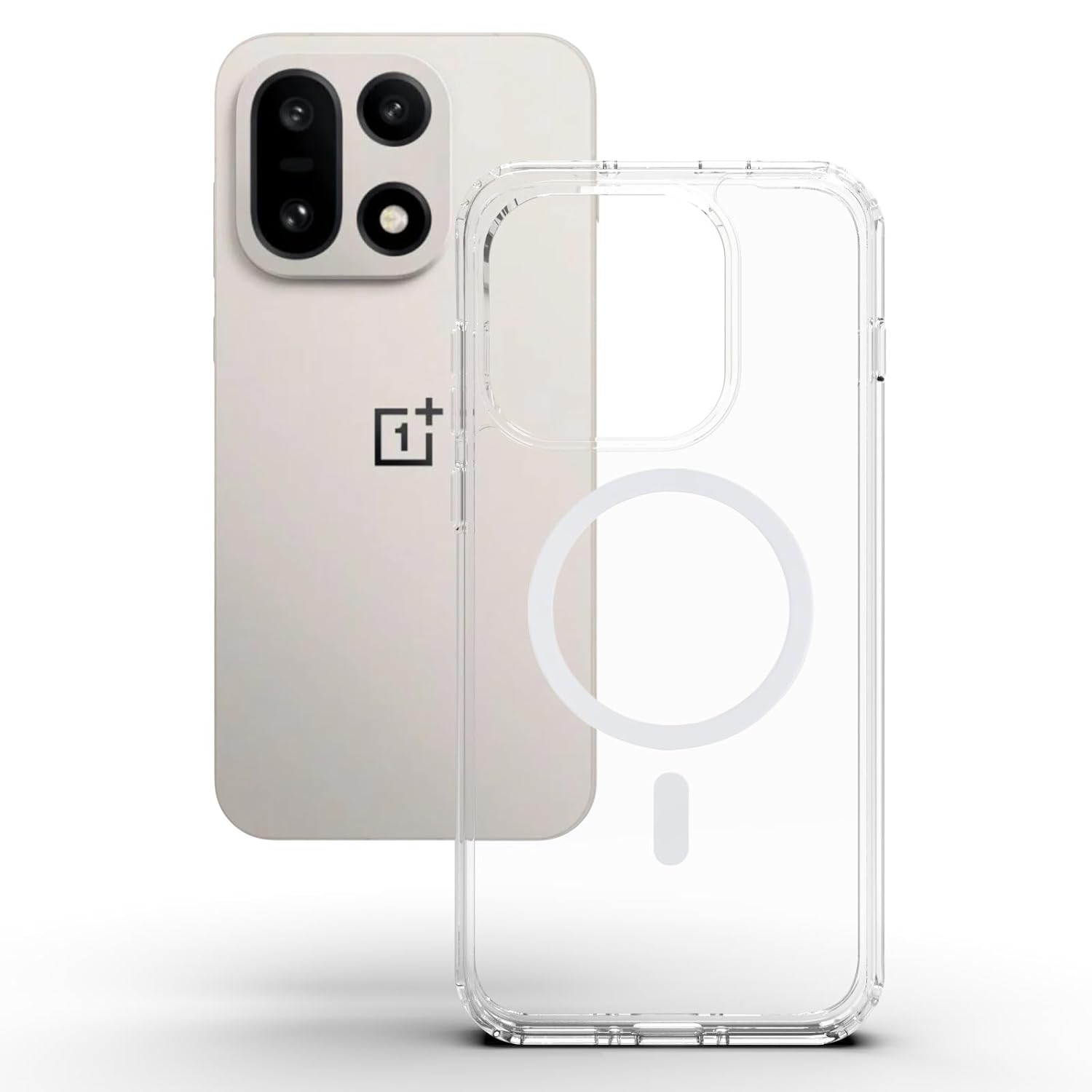OnePlus 15 5G Back Cover Case |  Clear Hybrid - Smoke Magnetic(White)