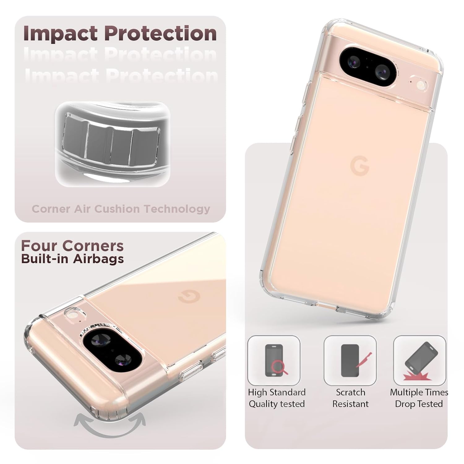 Google Pixel 8 Back Cover Case | Clear Hybrid - Clear