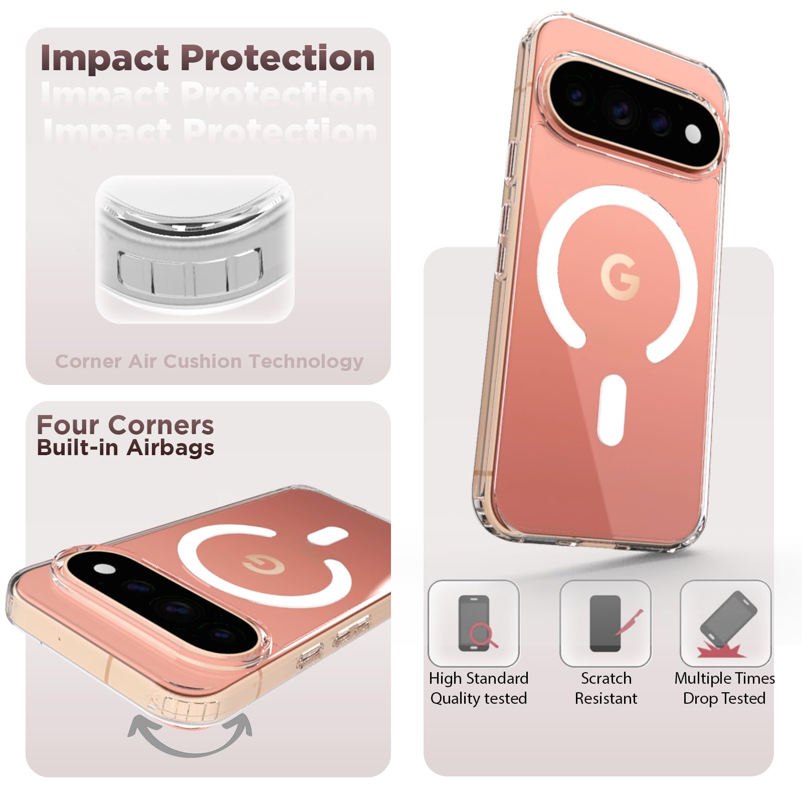 Google Pixel 11 / Pixel 11 Pro Back Cover Case | Clear Hybrid - Clear Magnetic