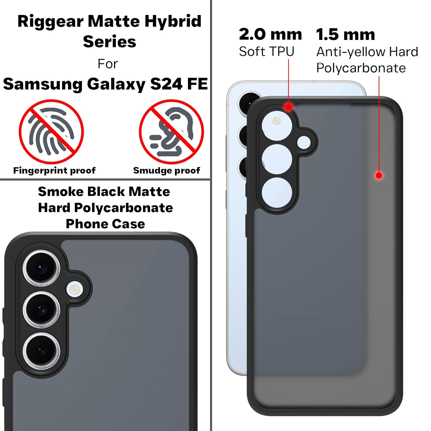 Samsung Galaxy S24 FE 5G Back Cover Case | Sleek Hybrid - Matte Black