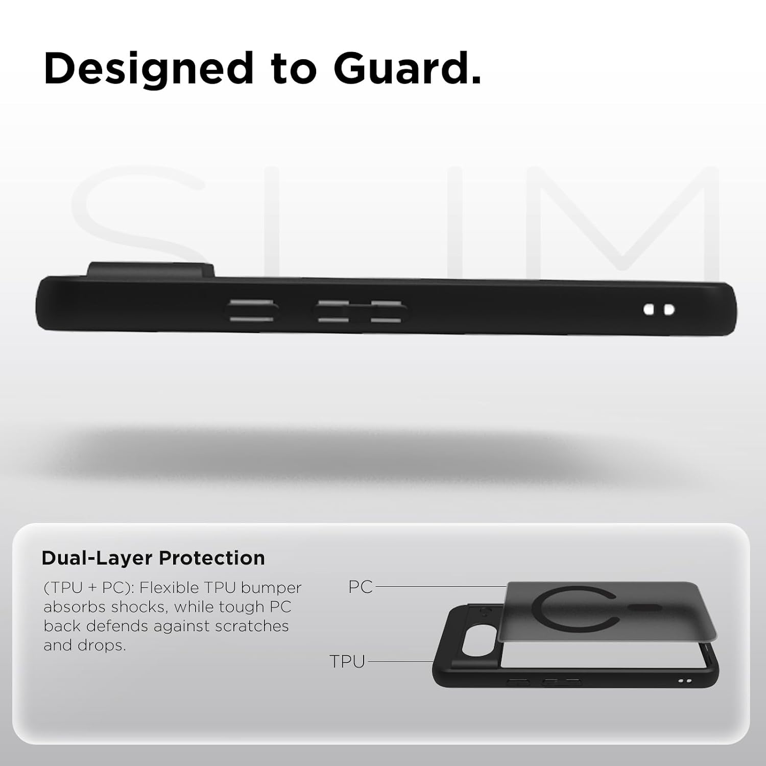 Google Pixel 8 Back Cover Case | Sleek Hybrid - Matte Black Magnetic