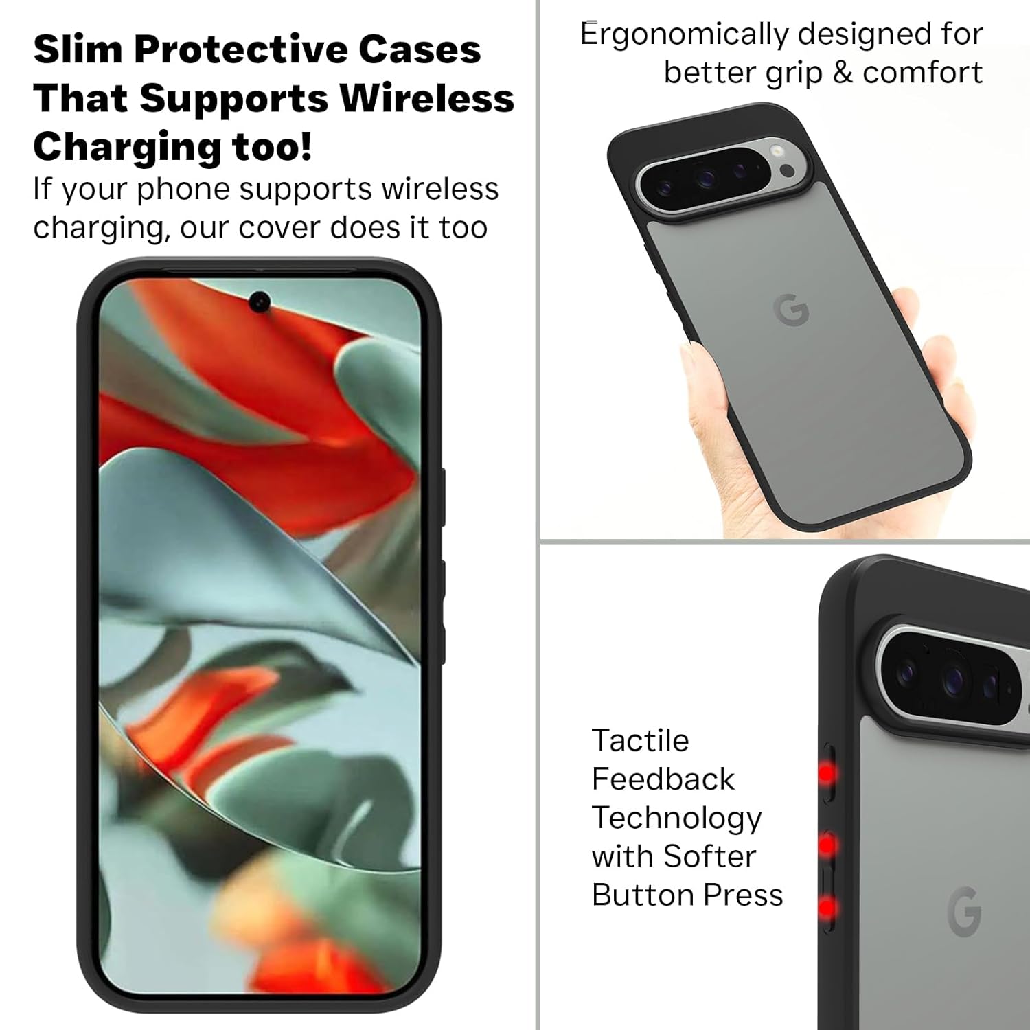 Google Pixel 9 / Pixel 9 Pro Back Cover Case | Sleek Hybrid - Black