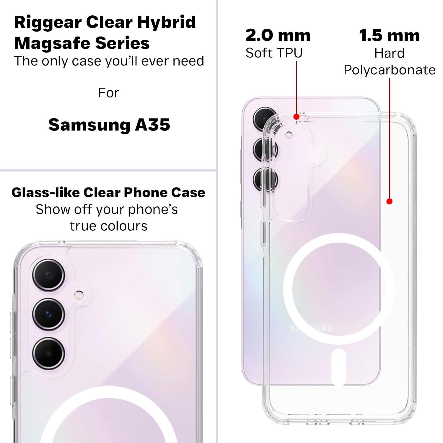 Samsung Galaxy A35 Back Cover Case | Clear Hybrid - Clear Magnetic