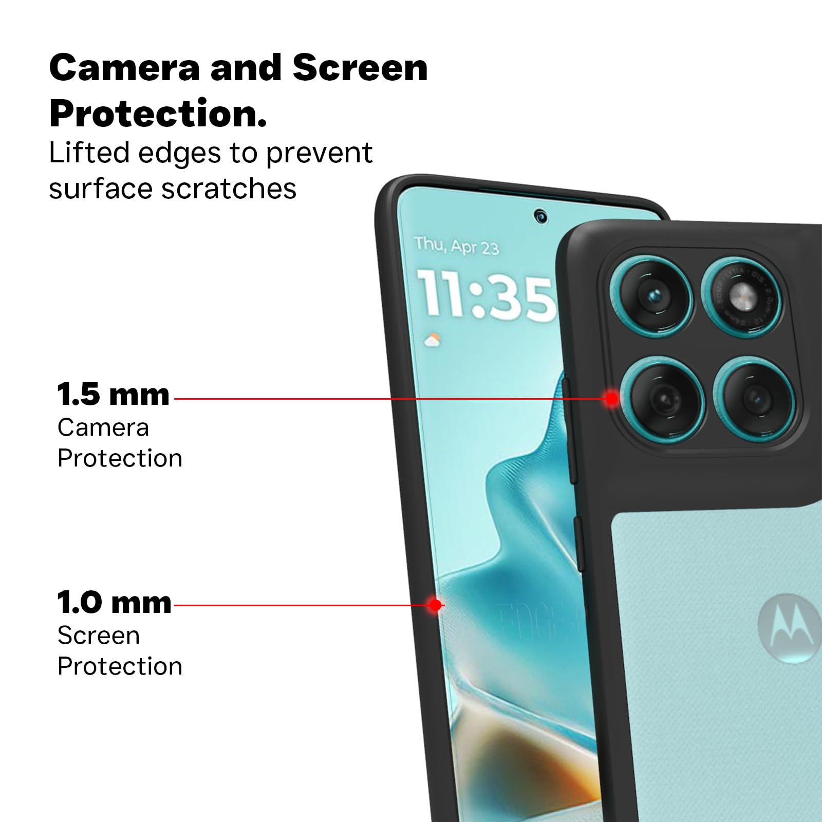 Moto Edge 60 Fusion 5G / Moto Edge 60 5G Back Cover Case | Clear Hybrid - Clear Black