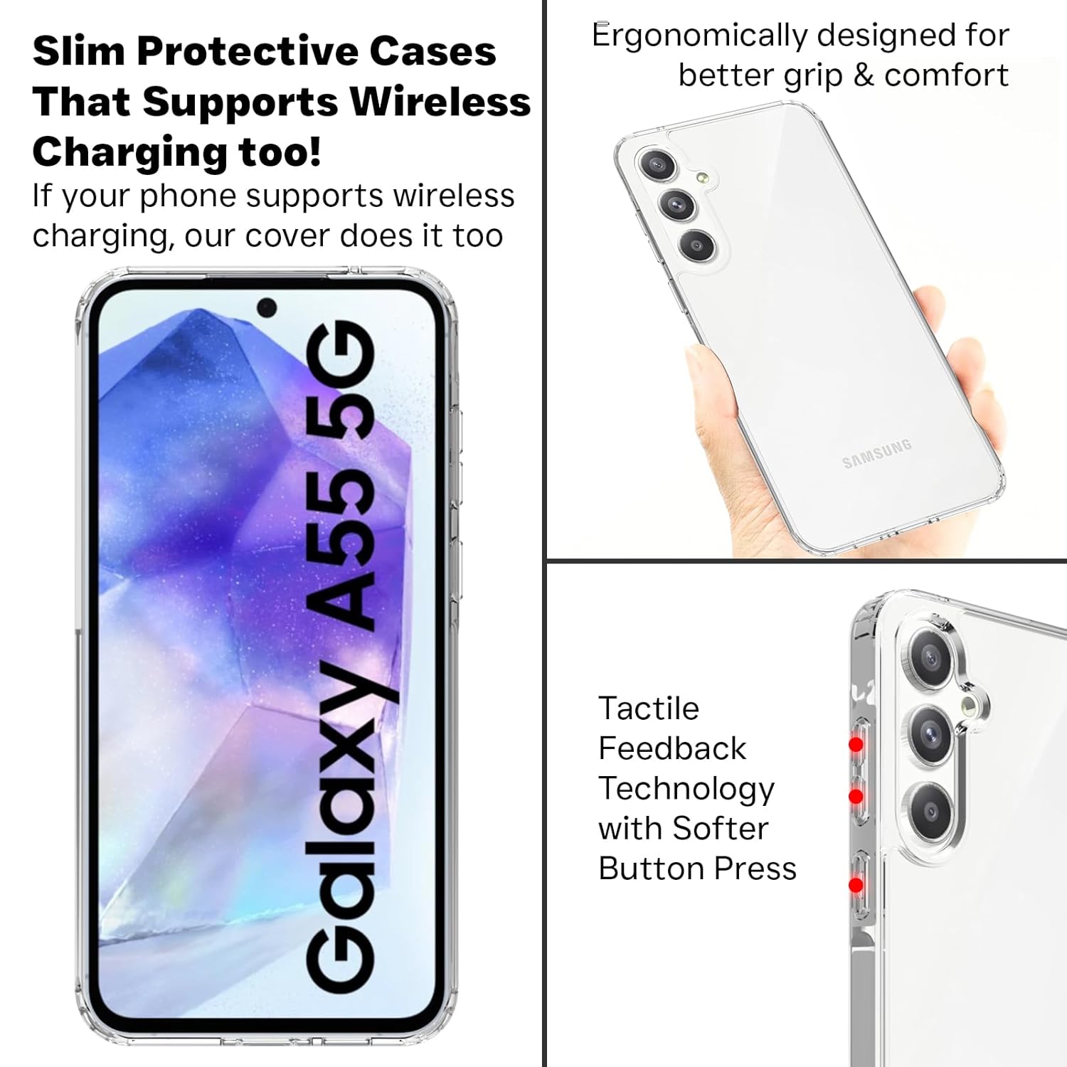 Samsung Galaxy A55 5G Back Cover Case | Clear Hybrid -