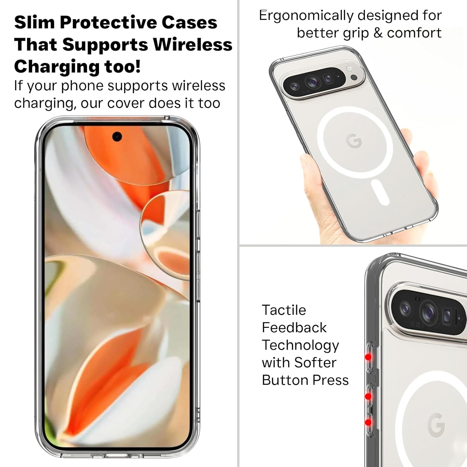 Google Pixel 9 Pro XL Back Cover Case | Clear Hybrid - Clear Magnetic