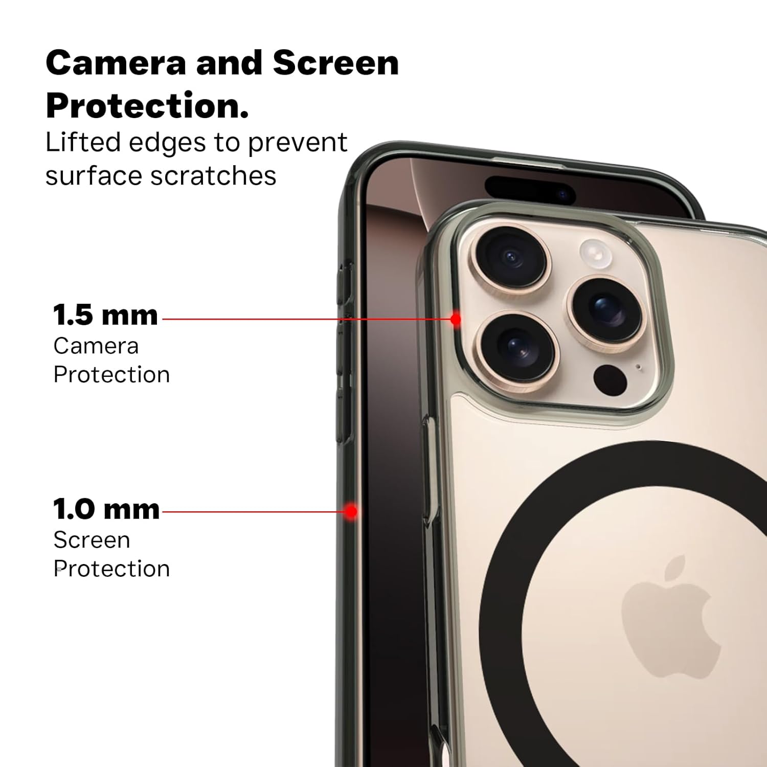 iPhone 16 Pro Max Back Cover Case | Clear Hybrid - Clear Black Magnetic