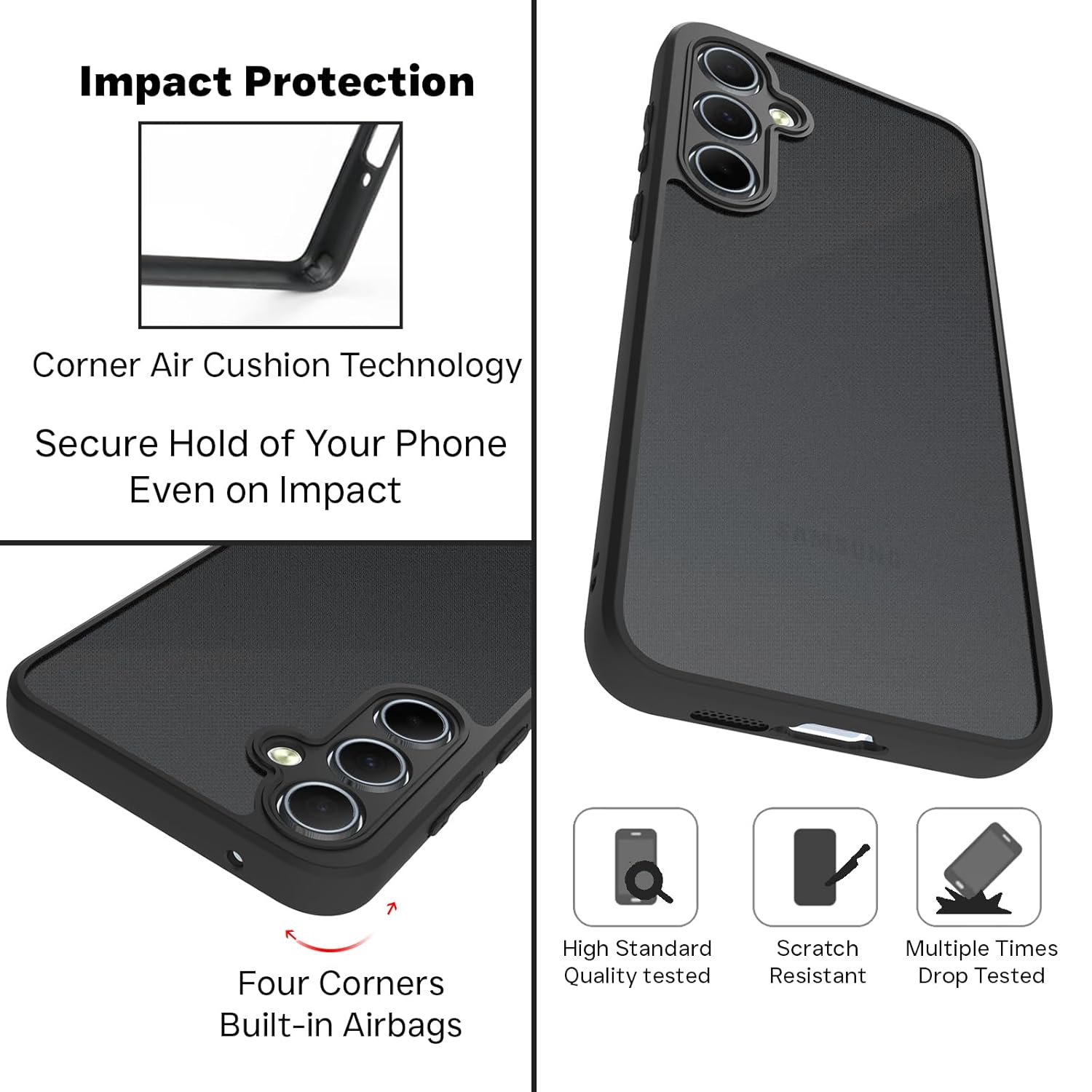 Samsung Galaxy A55 5G Back Cover Case | Sleek Hybrid - Matte Black