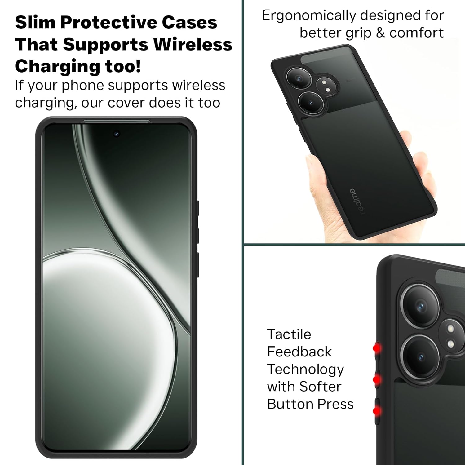 Realme GT 6 / GT 6T 5G Back Cover Case | Sleek Hybrid - Matte Black