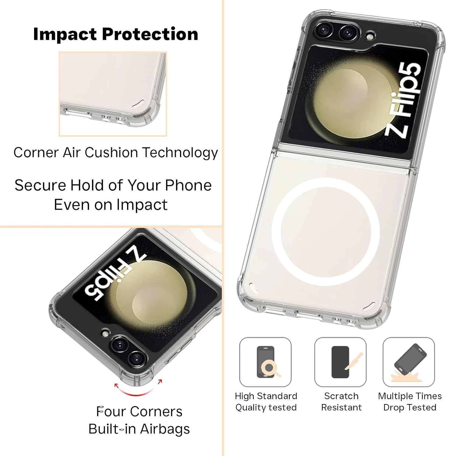 Samsung Galaxy Z Flip 5 Back Cover Case | Clear Hybrid - Clear Magnetic