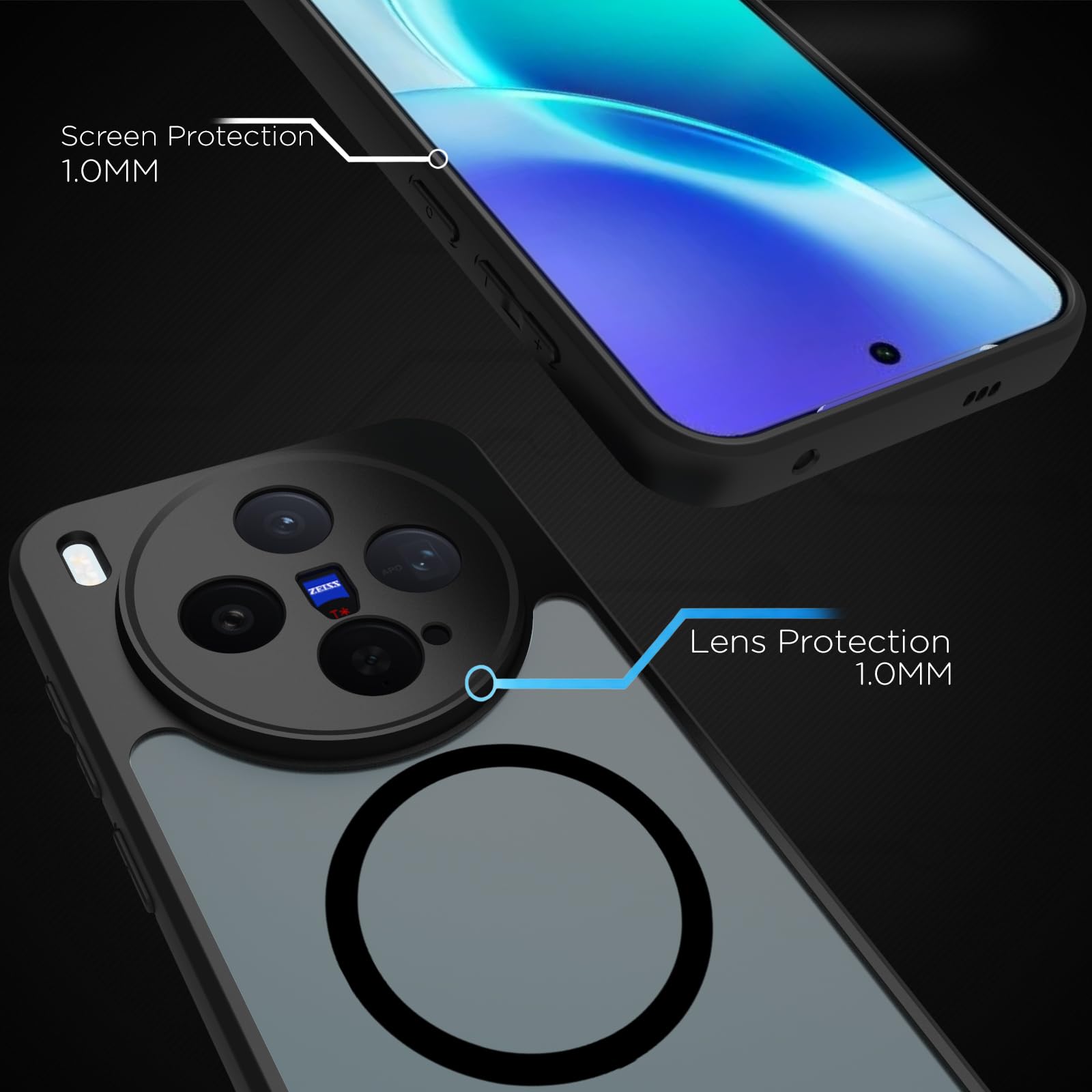 Vivo X300 5G Back Cover Case | Sleek Hybrid - Matte Black Magnetic