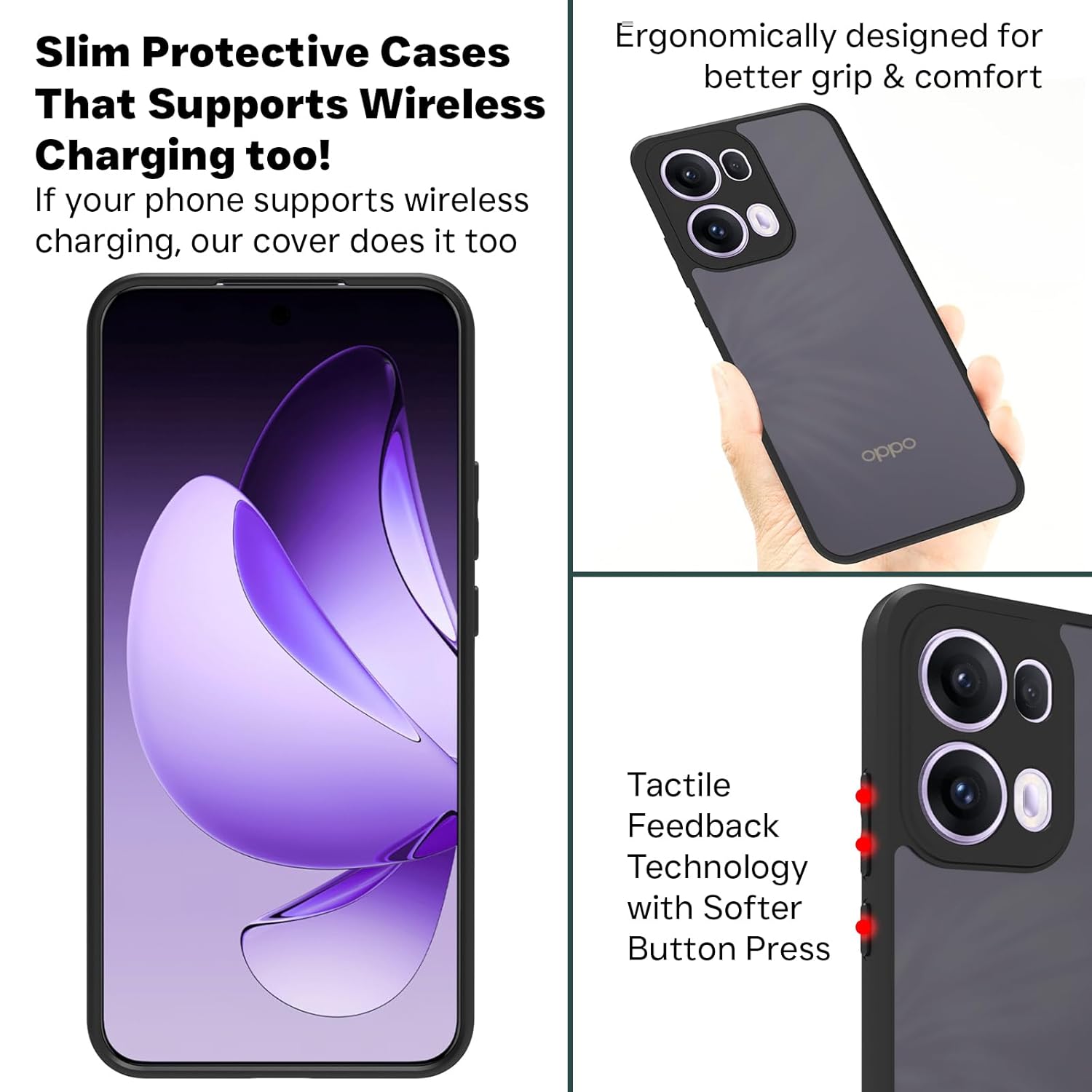 Oppo Reno 13 Pro 5G Back Cover Case | Sleek Hybrid - Matte Black