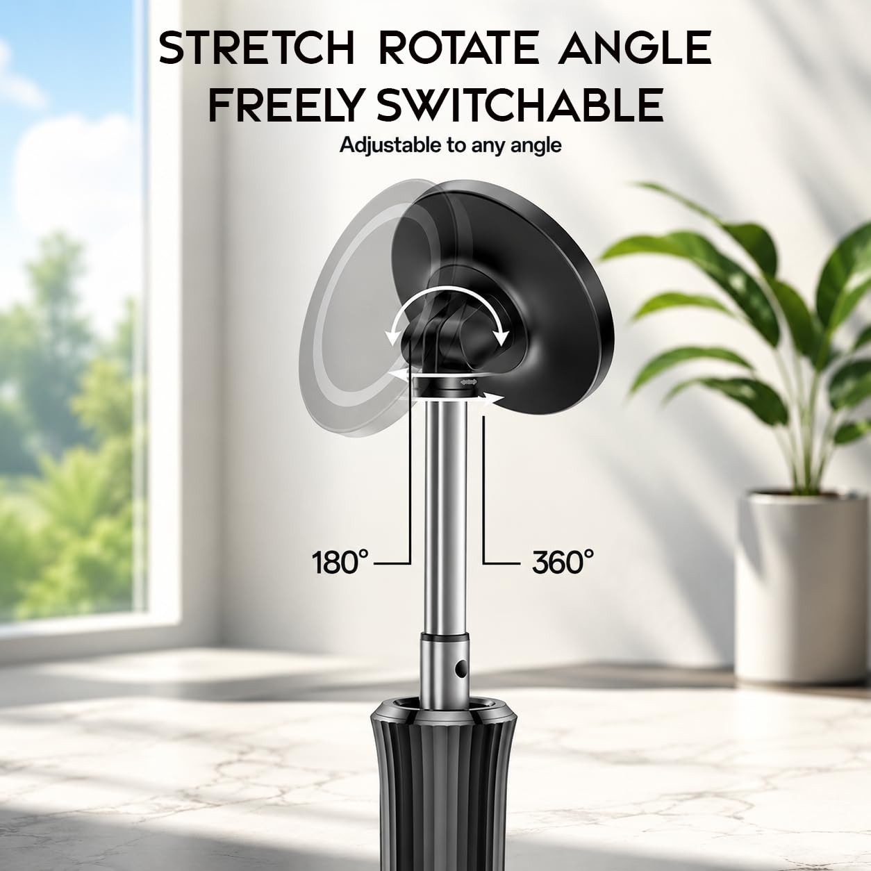 Magnetic Selfie Stick Tripod | 360 Degree Rotatable Phone Holder - Black