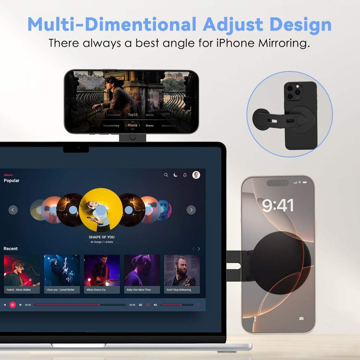 Magnetic Laptop Phone Mount | Black New