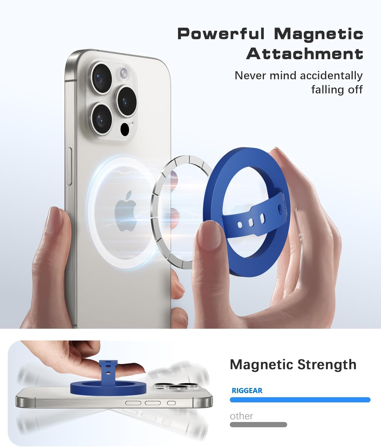 MagSafe Silicone Phone Grip | Magnetic Finger Loop - Silcy Blue
