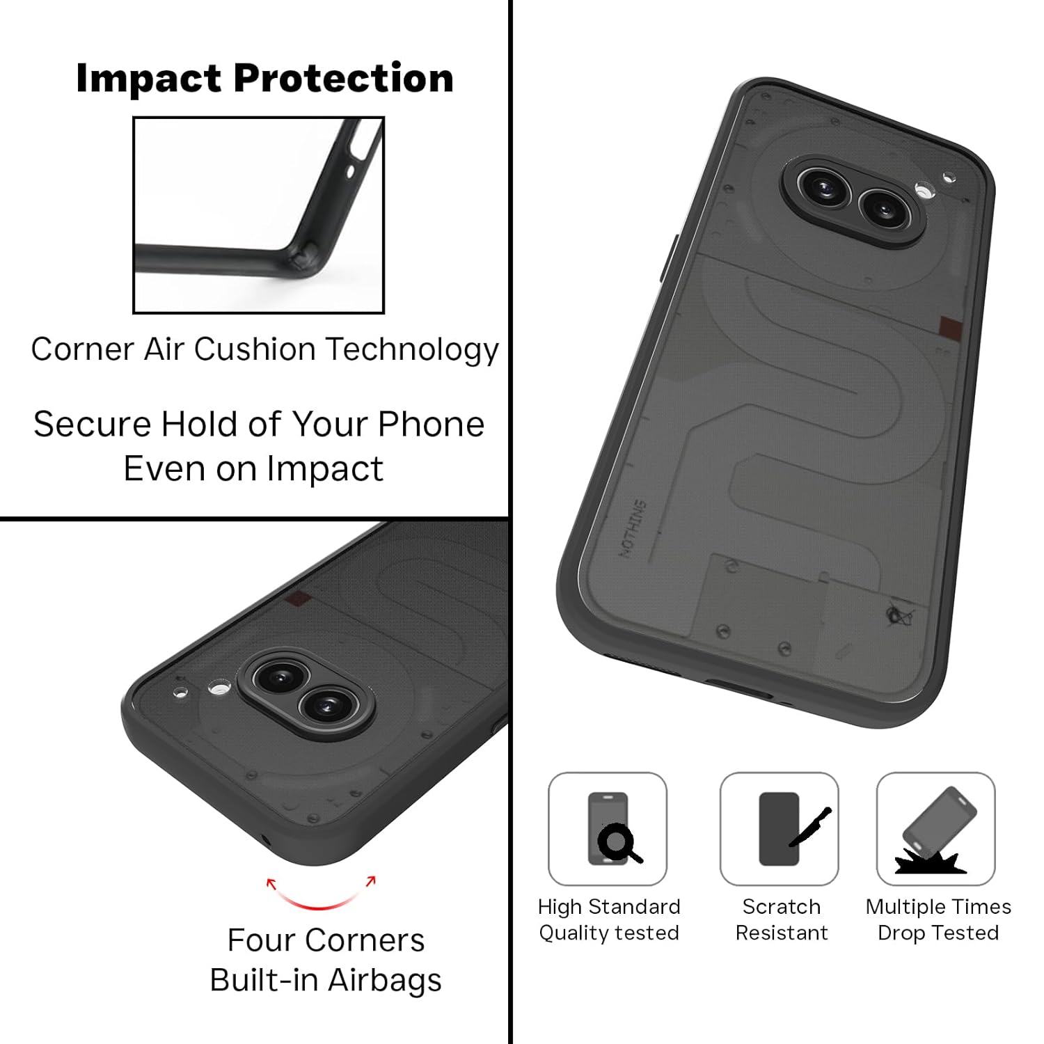 Nothing Phone 2A / Phone 2A Plus Back Cover Case | Sleek Hybrid - Matte Black