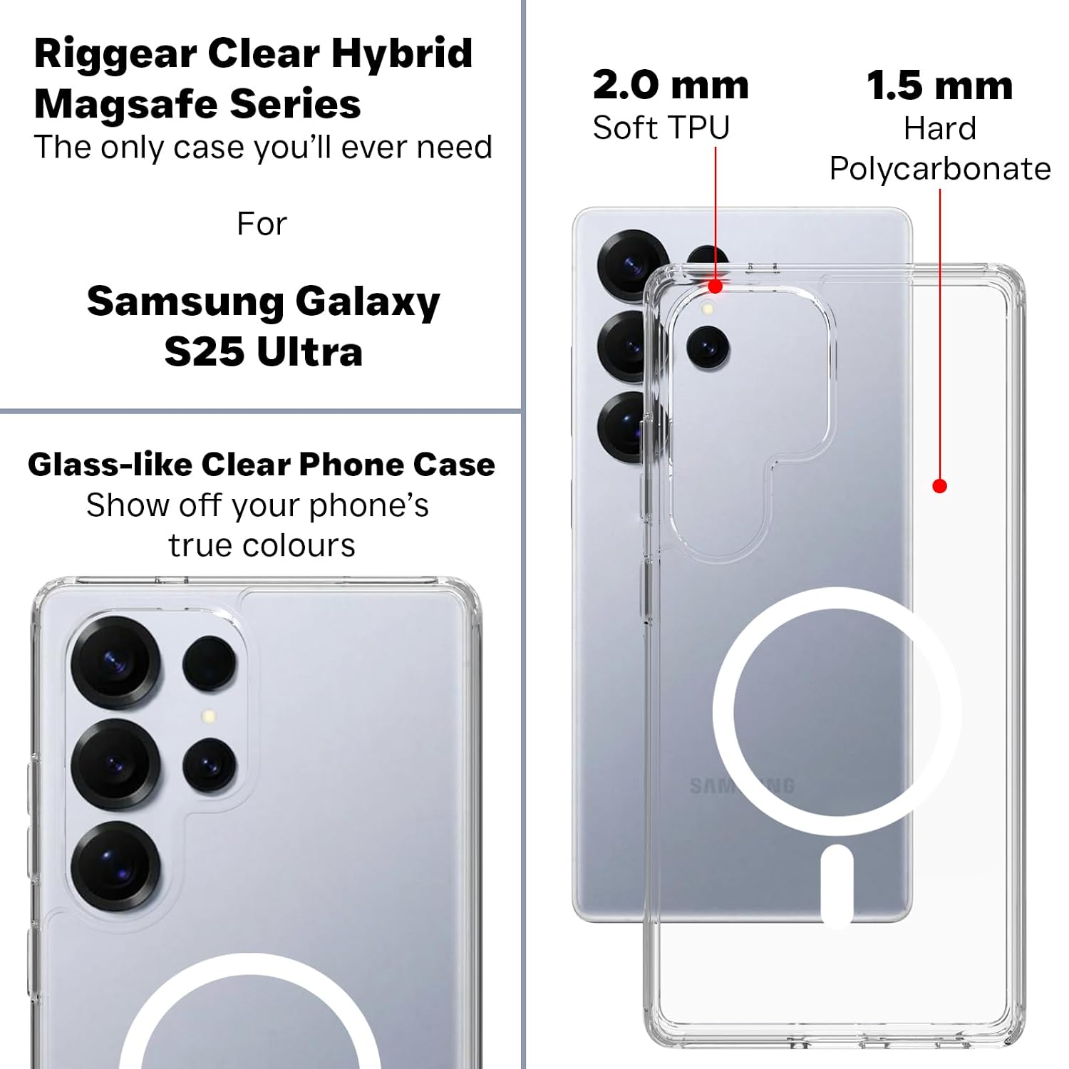 Samsung Galaxy S25 Ultra  Back Cover Case | Sleek Hybrid - Clear Magnetic