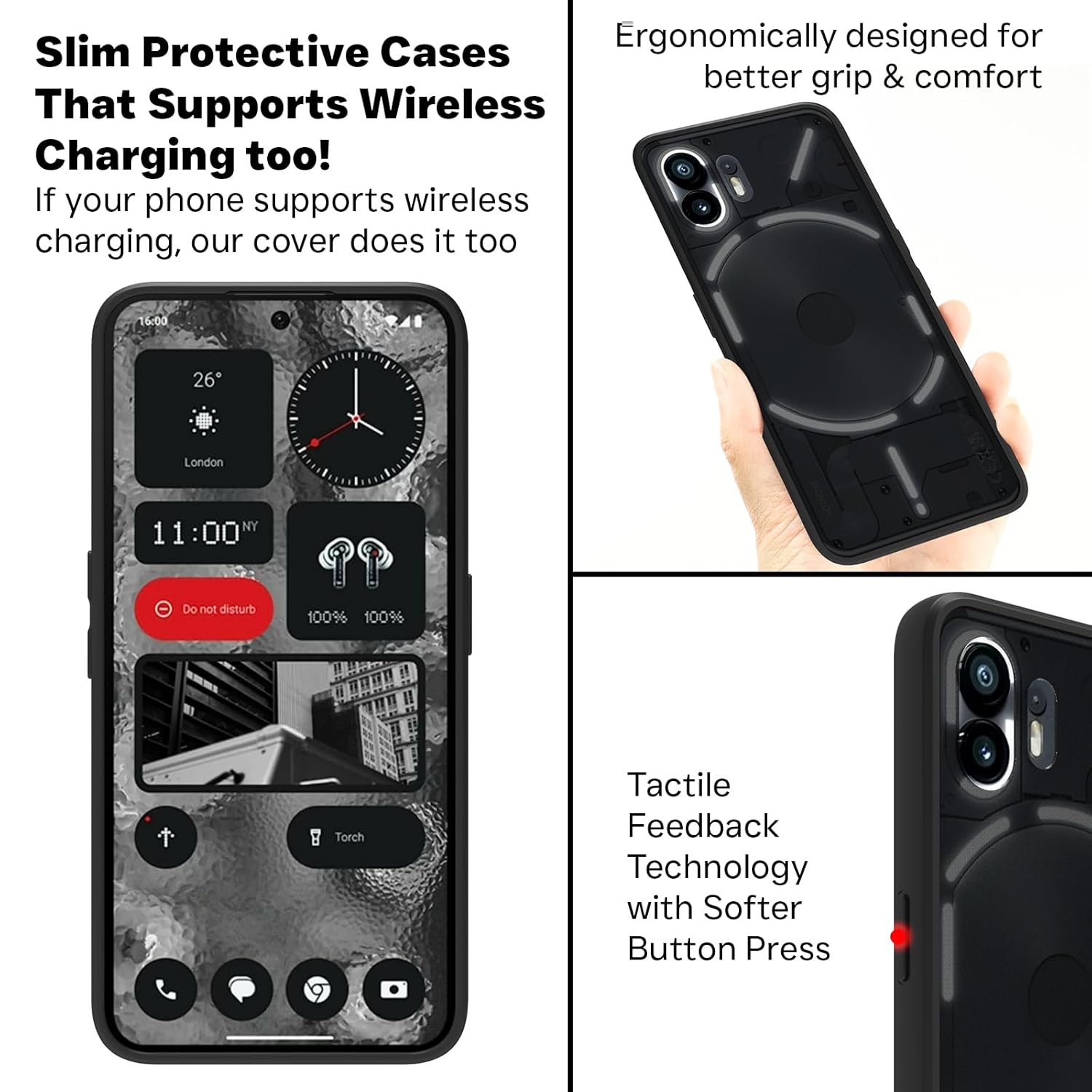 Nothing Phone 2 Back Cover Case | Sleek Hybrid - Matte Black