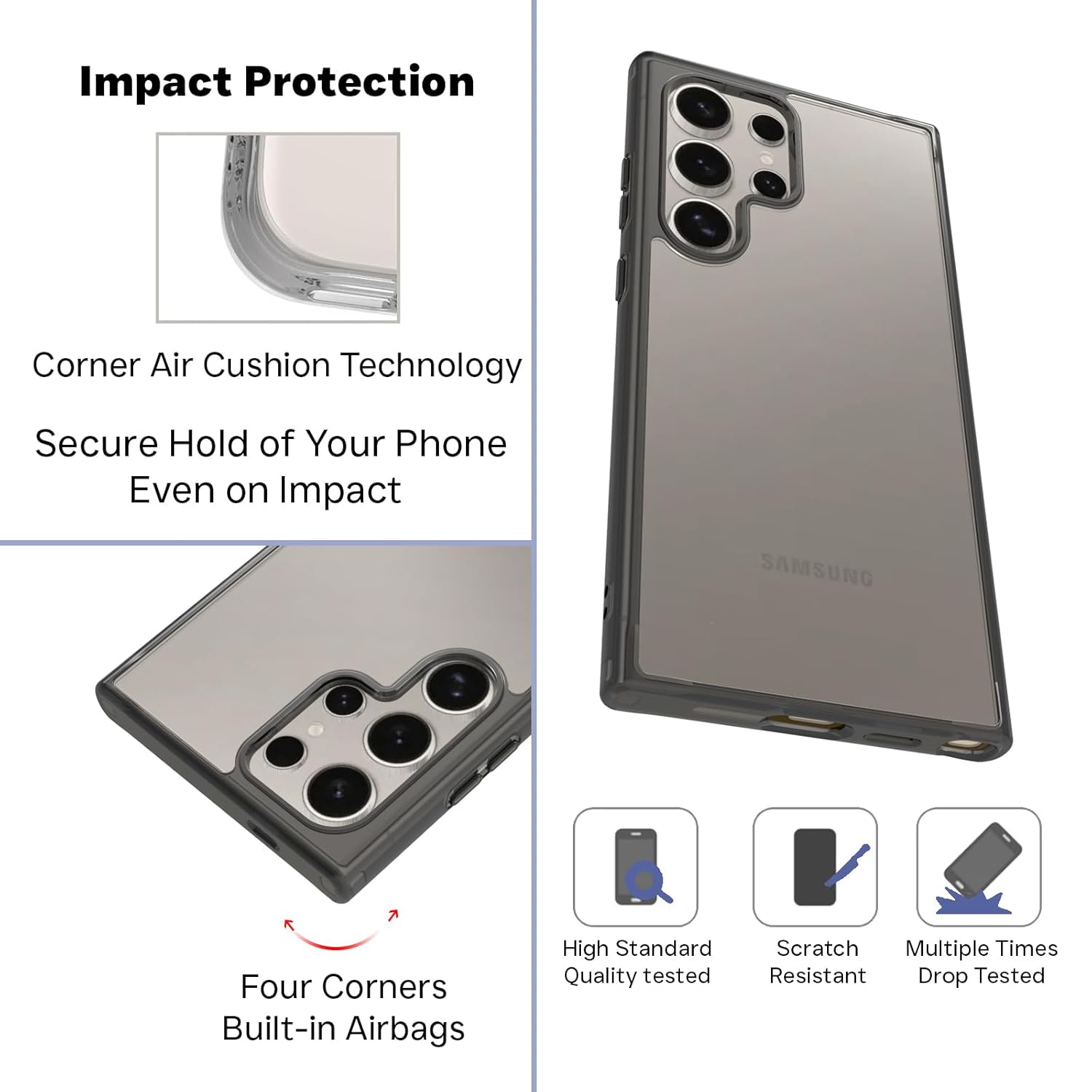 Samsung Galaxy S24 Ultra Back Cover Case | Clear Hybrid - Clear Smoke