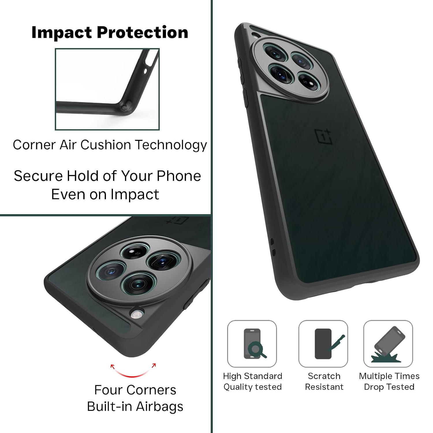 OnePlus 12 Back Cover Case | Sleek Hybrid - Matte Black