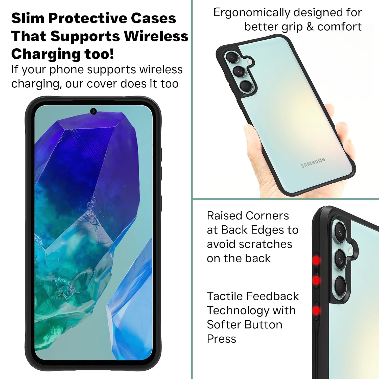 Samsung Galaxy M55 5G / F55 5G / M55s 5G Back Cover Case | Tough Hybrid - Clear Black
