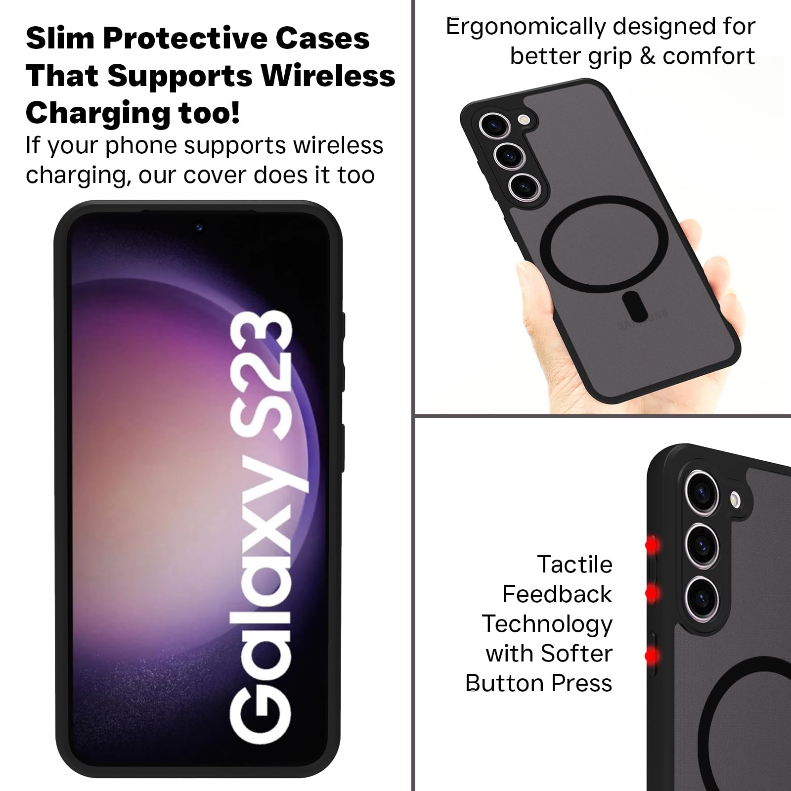 Samsung Galaxy S23 Back Cover Case | Sleek Hybrid - Matte Black Magnetic