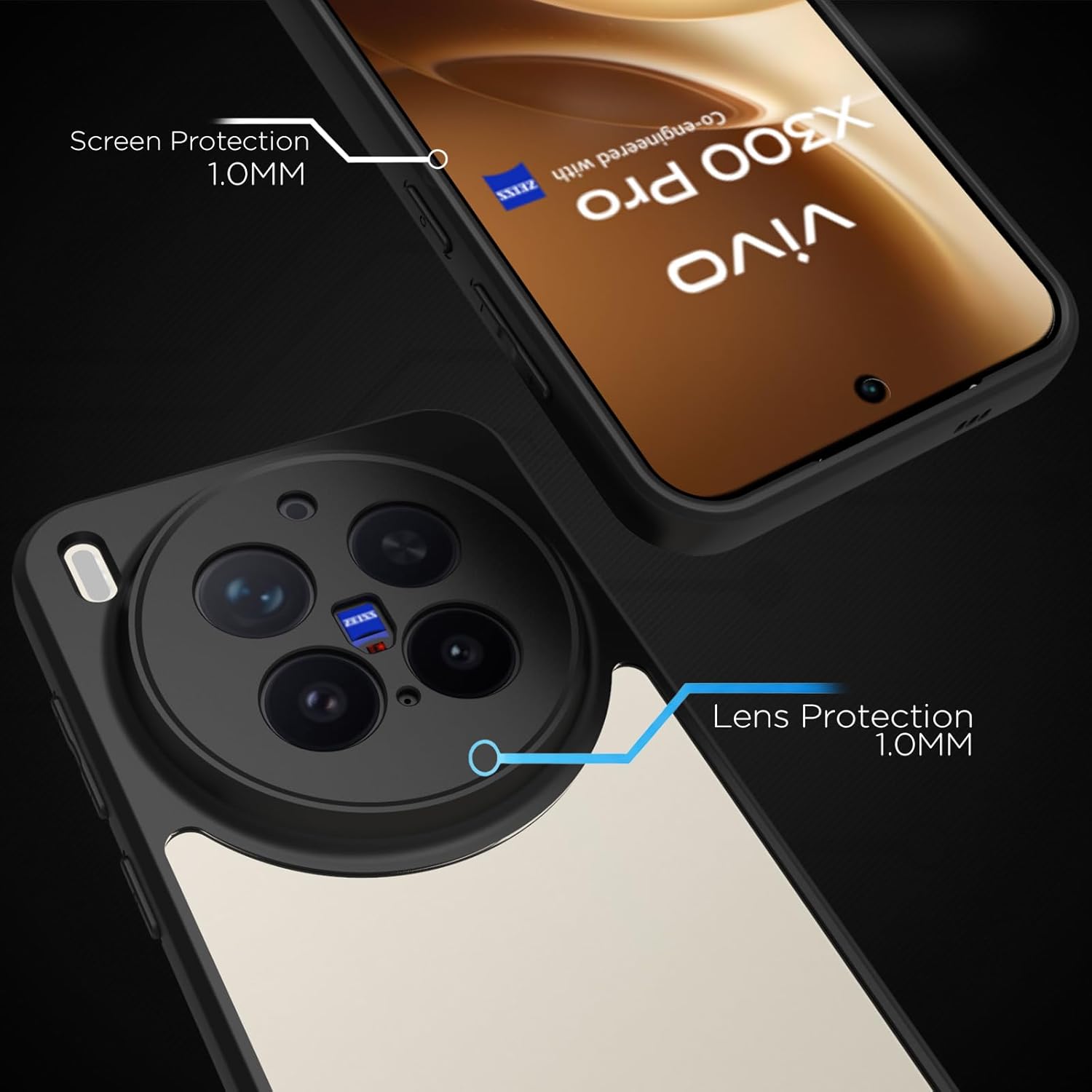 Vivo X300 Pro 5G Back Cover Case | Sleek Hybrid - Clear Black