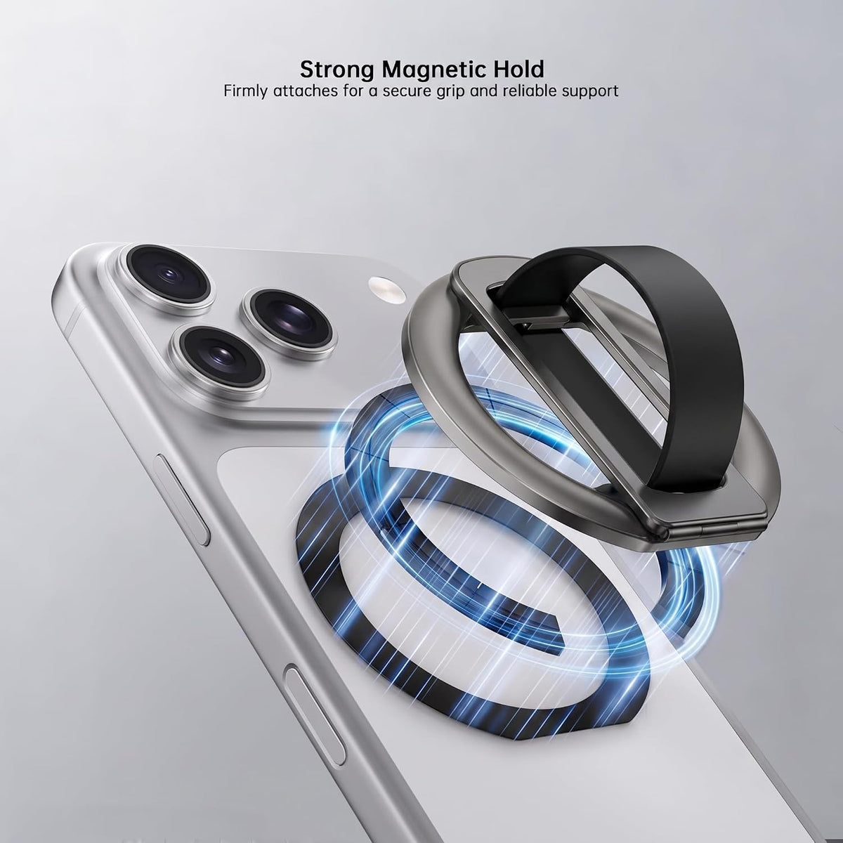 Magnetic Phone Grip & Stand | 2-in-1 Silicone Finger Loop - Grey