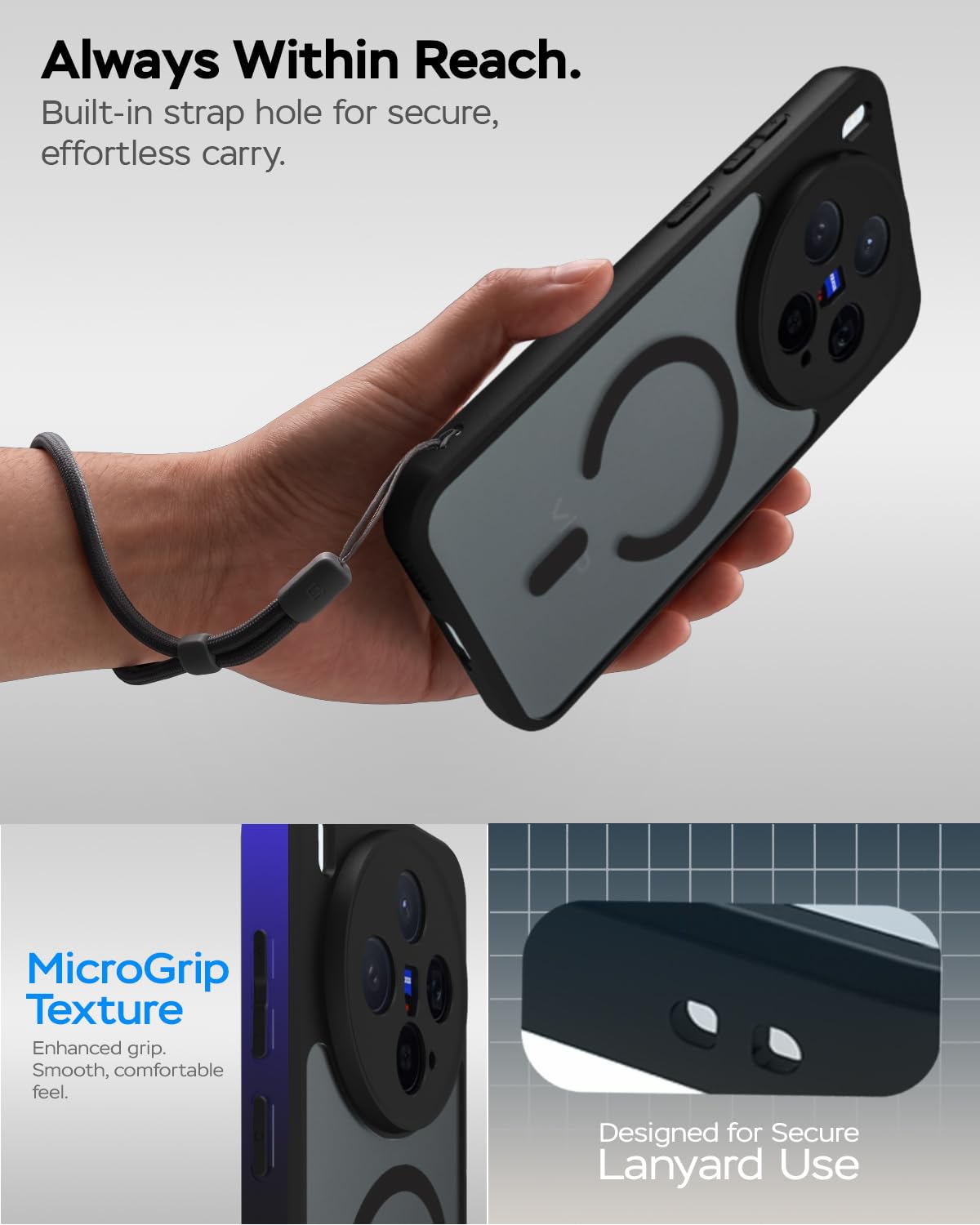 Vivo X300 5G Back Cover Case | Sleek Hybrid - Matte Black Magnetic