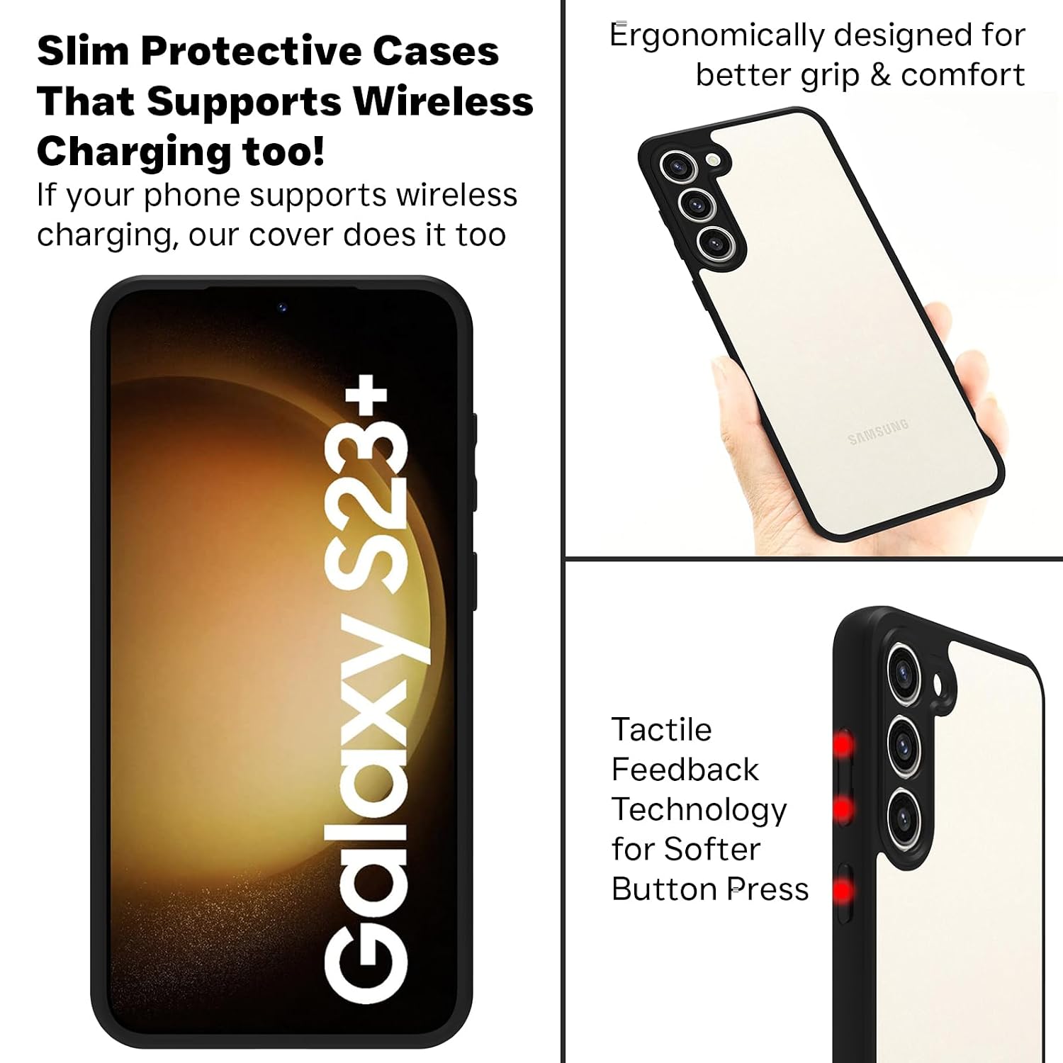 Samsung Galaxy S23 Plus Back Cover Case | Sleek Hybrid - Clear Black