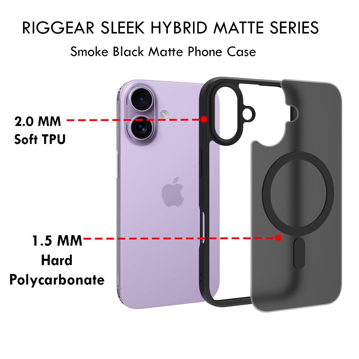 iPhone 17 Back Cover Case | Sleek Hybrid - Matte Black Magnetic