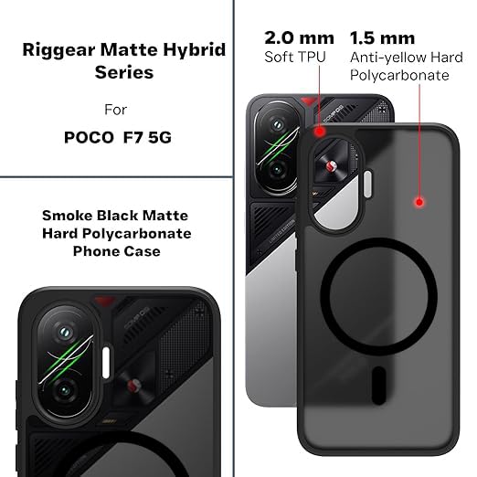 Poco F7 5G Back Cover Case | Sleek Hybrid - Matte Black Magnetic