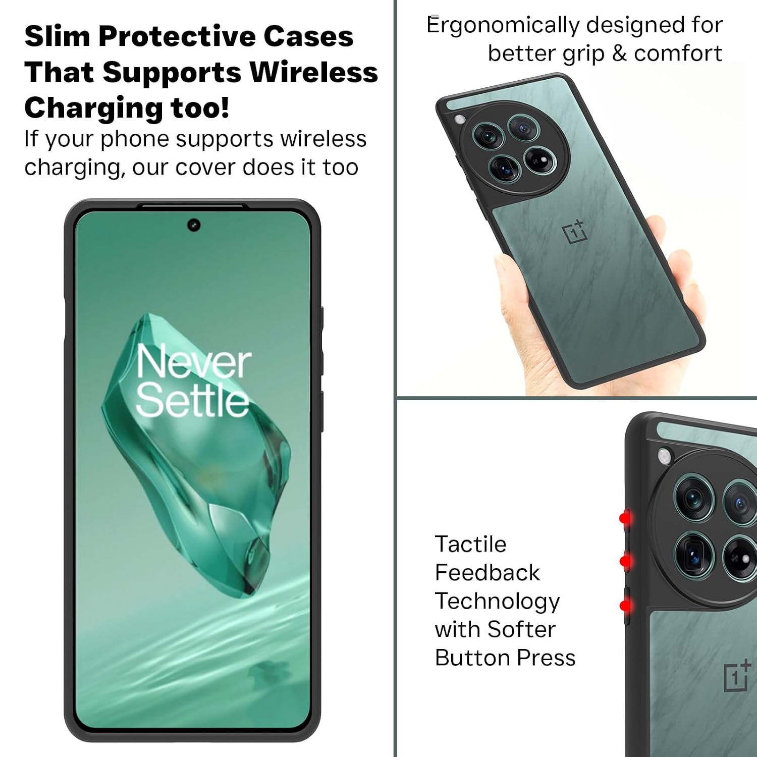 OnePlus 12 Back Cover Case | Sleek Hybrid - Clear Black