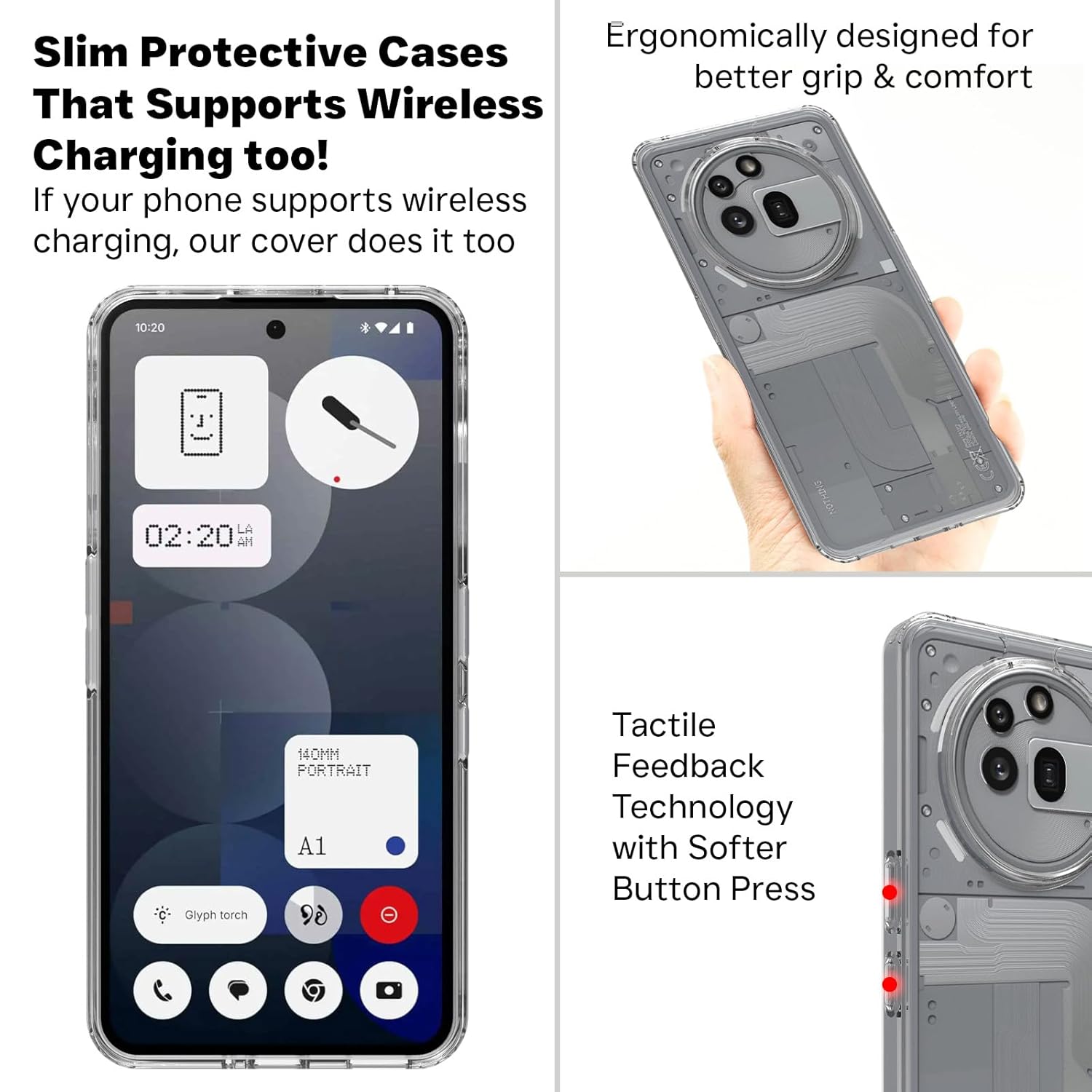 Nothing Phone 3a Pro Back Cover Case | Clear Hybrid - Matte Black