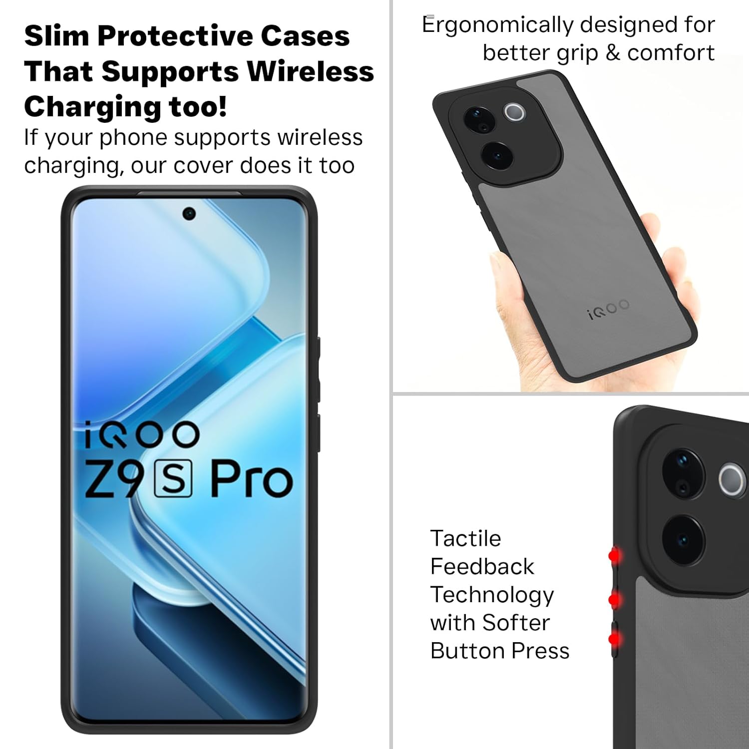 iQOO Z9s Pro 5G / Vivo T3 Pro 5G Back Cover Case | Sleek Hybrid - Matte Black