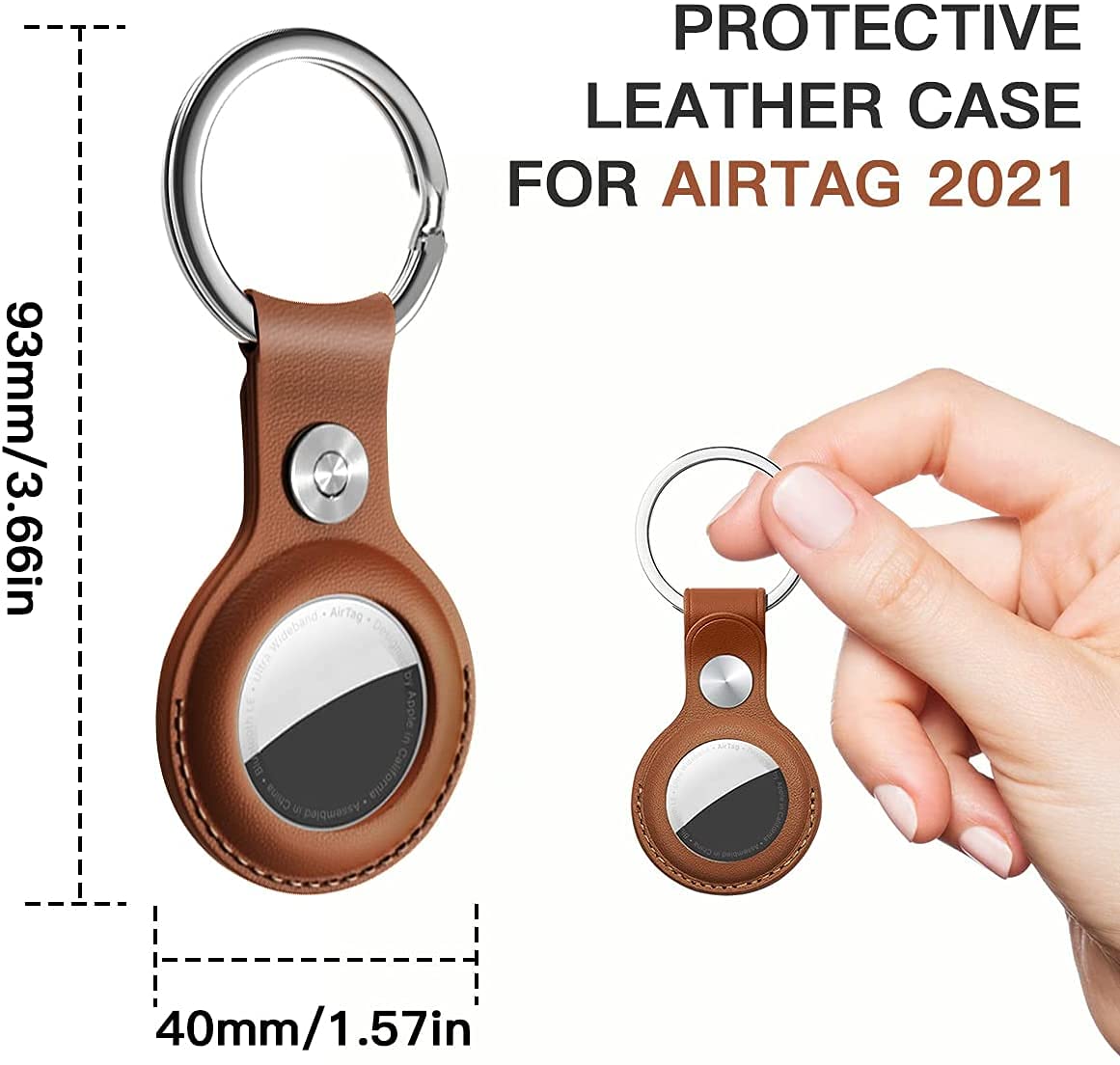 Apple AirTag Leather Key Ring Holder Case - Blue