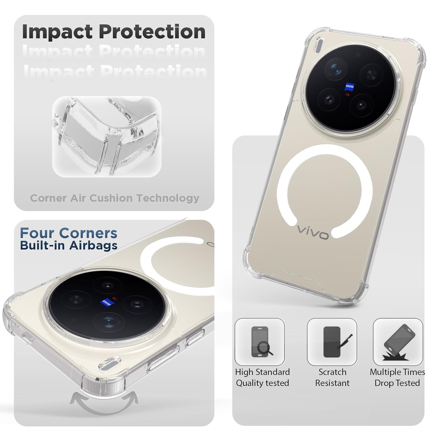 Vivo X300 Pro 5G Back Cover Case | Clear Hybrid - Clear Smoke Magnetic
