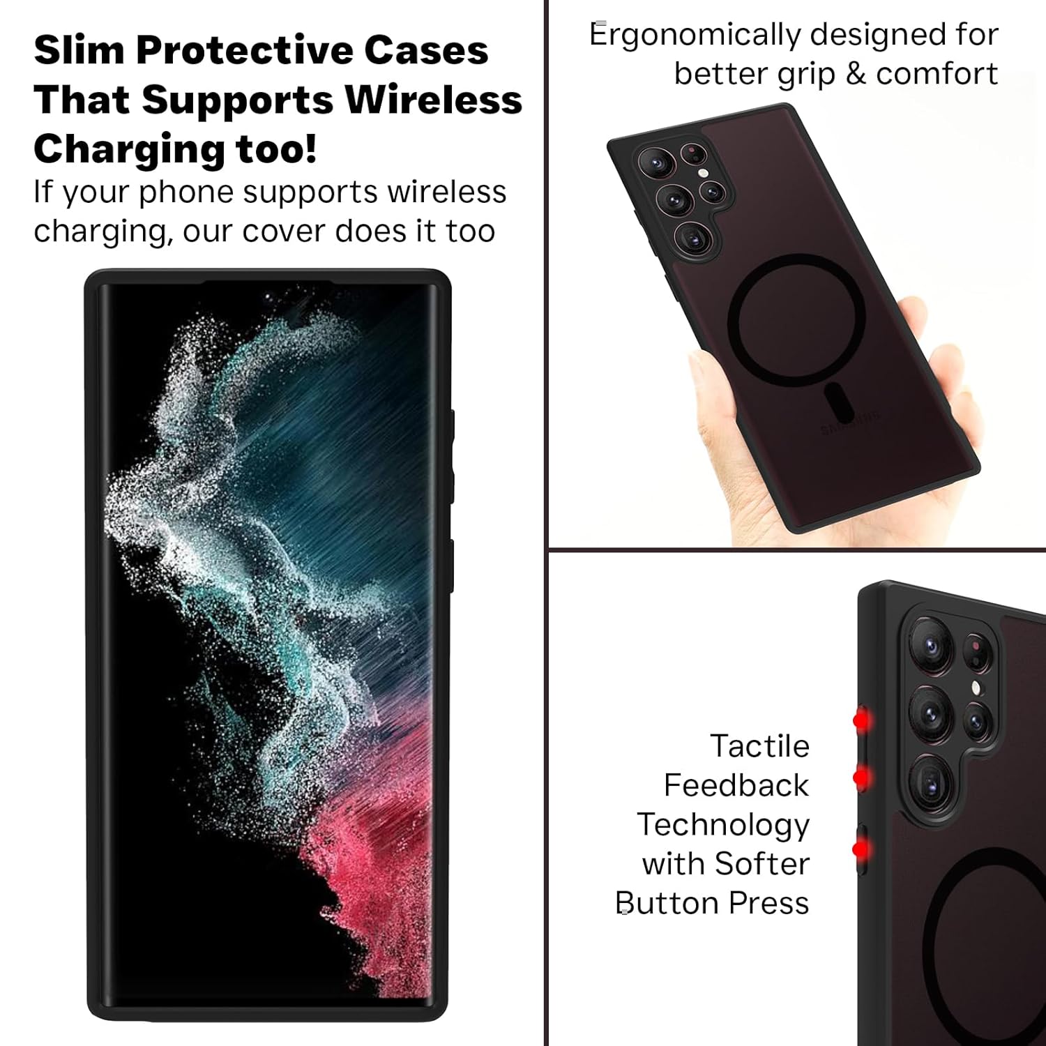 Samsung Galaxy S22 Ultra Back Cover Case | Sleek Hybrid - Matte Black Magnetic