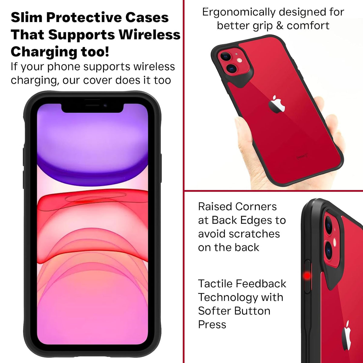 iPhone 11  Back Cover Case | Tough Hybrid - Clear Black